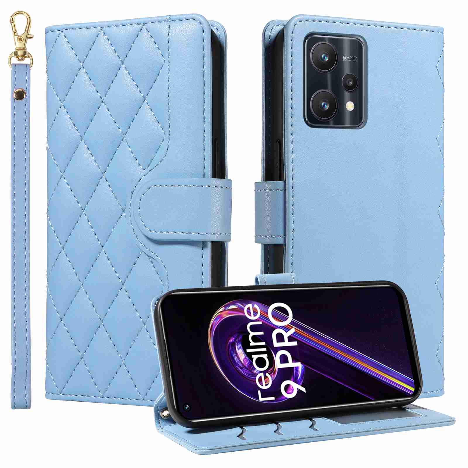Luxury Skin Feel Flip Houndstooth Case For Oppo Realme 9 Pro/Realme V25/Realme 9 5G (European edition) Fundas Wallet Cover