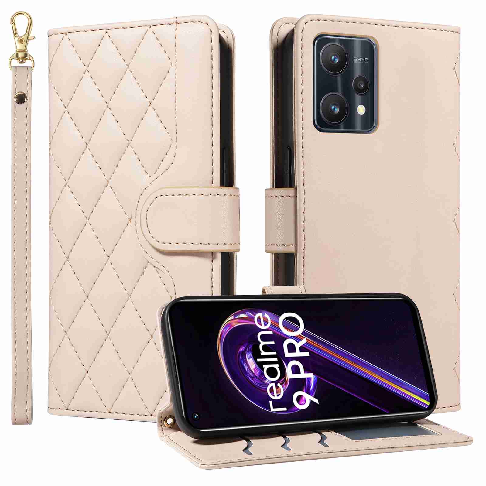 Luxury Skin Feel Flip Houndstooth Case For Oppo Realme 9 Pro/Realme V25/Realme 9 5G (European edition) Fundas Wallet Cover