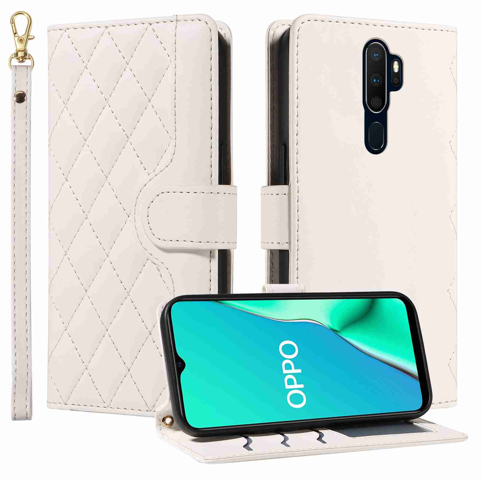 Luxury Skin Feel Flip Houndstooth Case For Oppo  A9 2020 A5 2020 A11X A11 A11N Fundas Wallet Cover