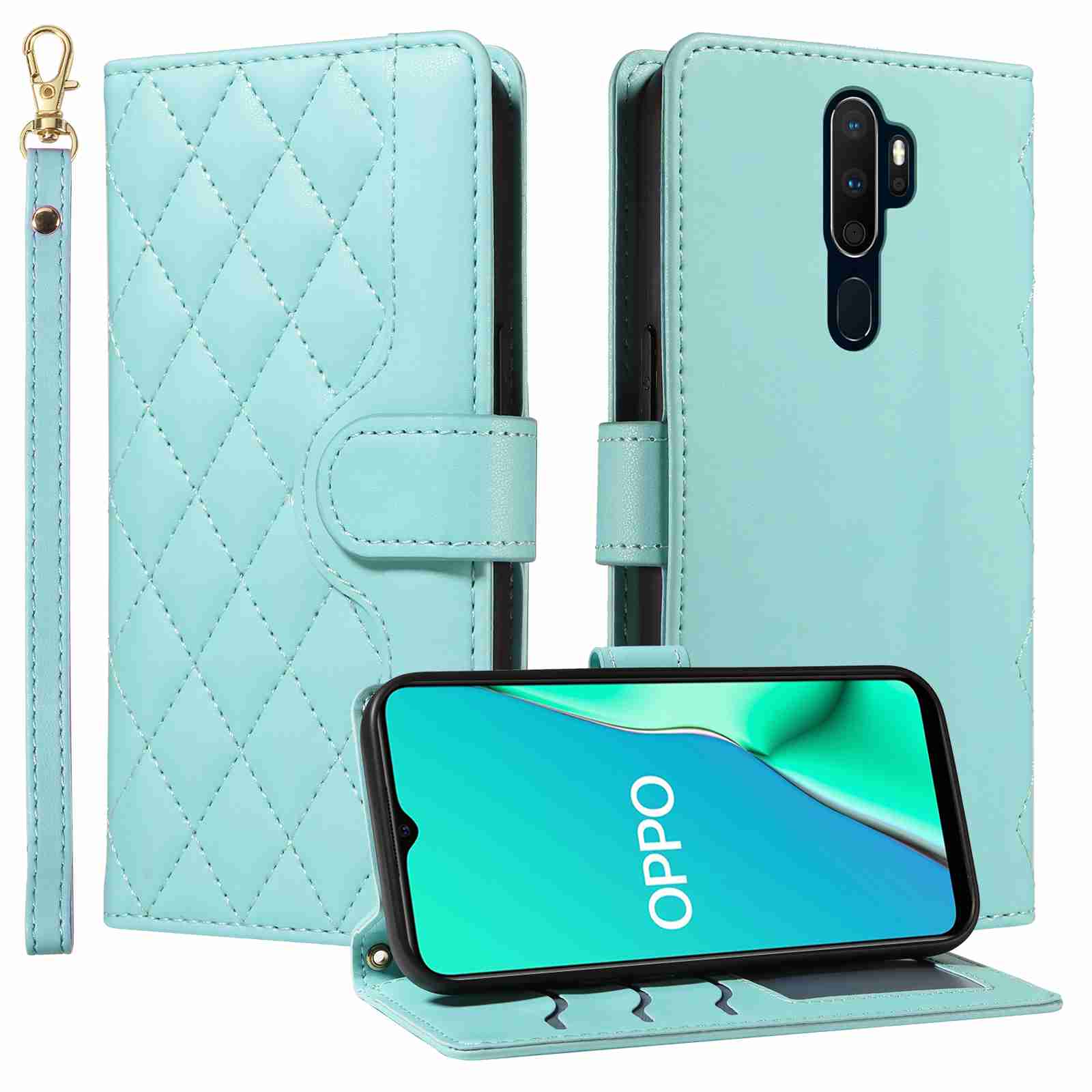 Luxury Skin Feel Flip Houndstooth Case For Oppo  A9 2020 A5 2020 A11X A11 A11N Fundas Wallet Cover