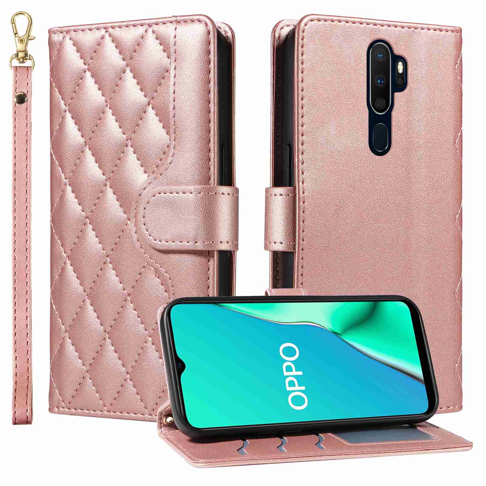 Luxury Skin Feel Flip Houndstooth Case For Oppo  A9 2020 A5 2020 A11X A11 A11N Fundas Wallet Cover