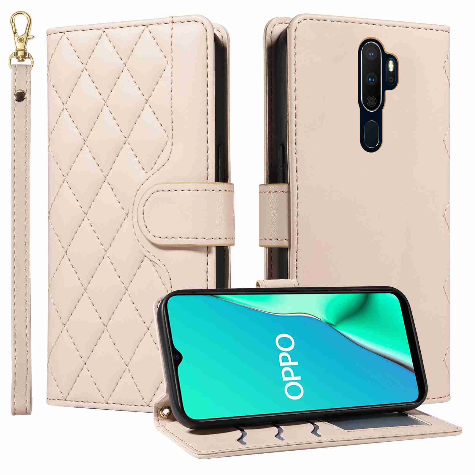 Luxury Skin Feel Flip Houndstooth Case For Oppo  A9 2020 A5 2020 A11X A11 A11N Fundas Wallet Cover