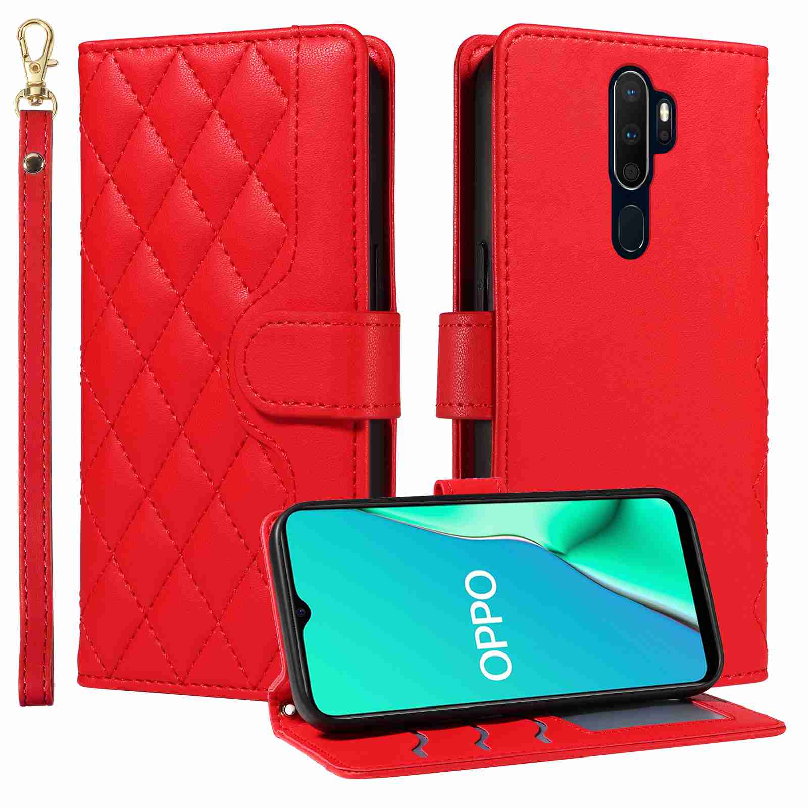 Luxury Skin Feel Flip Houndstooth Case For Oppo  A9 2020 A5 2020 A11X A11 A11N Fundas Wallet Cover