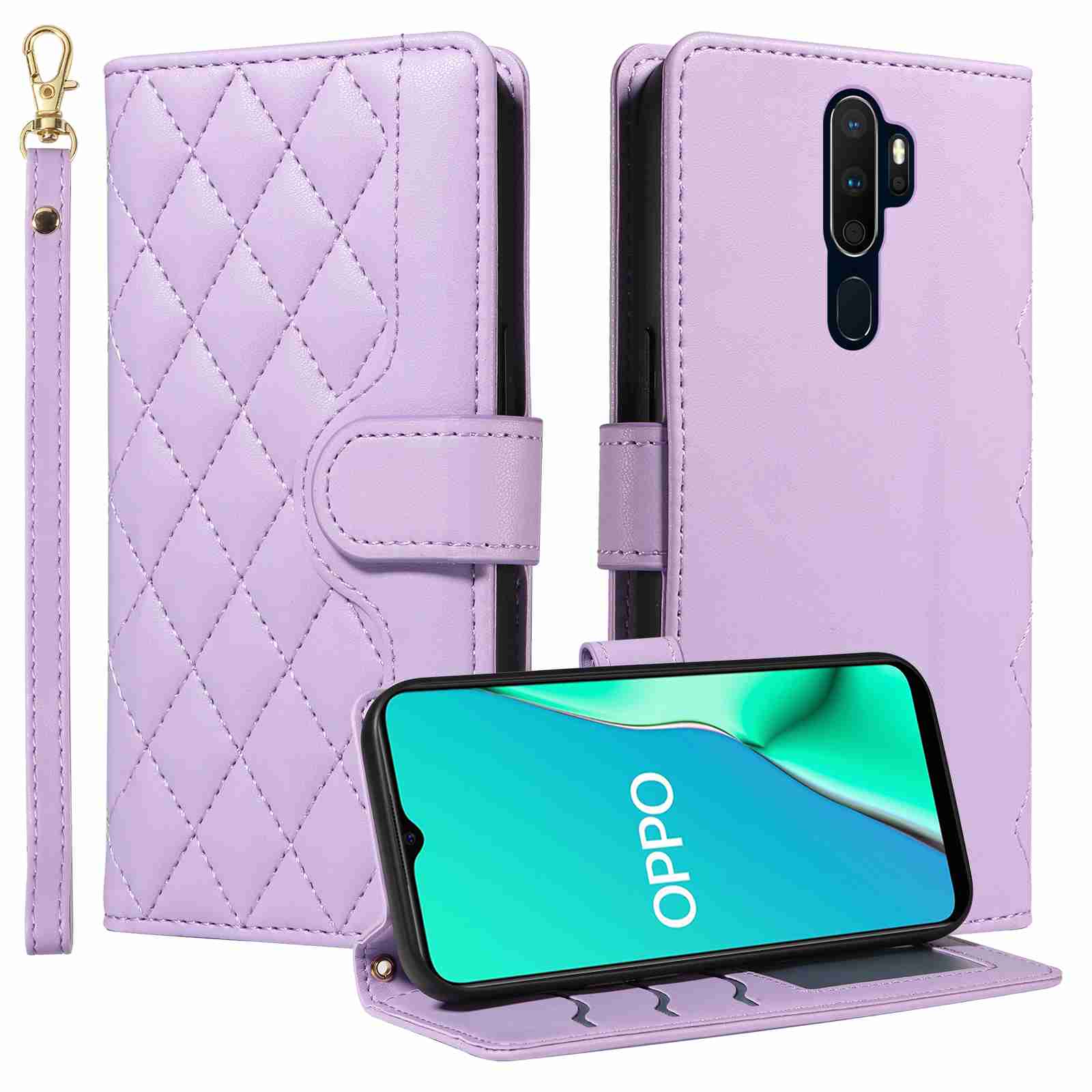 Luxury Skin Feel Flip Houndstooth Case For Oppo  A9 2020 A5 2020 A11X A11 A11N Fundas Wallet Cover