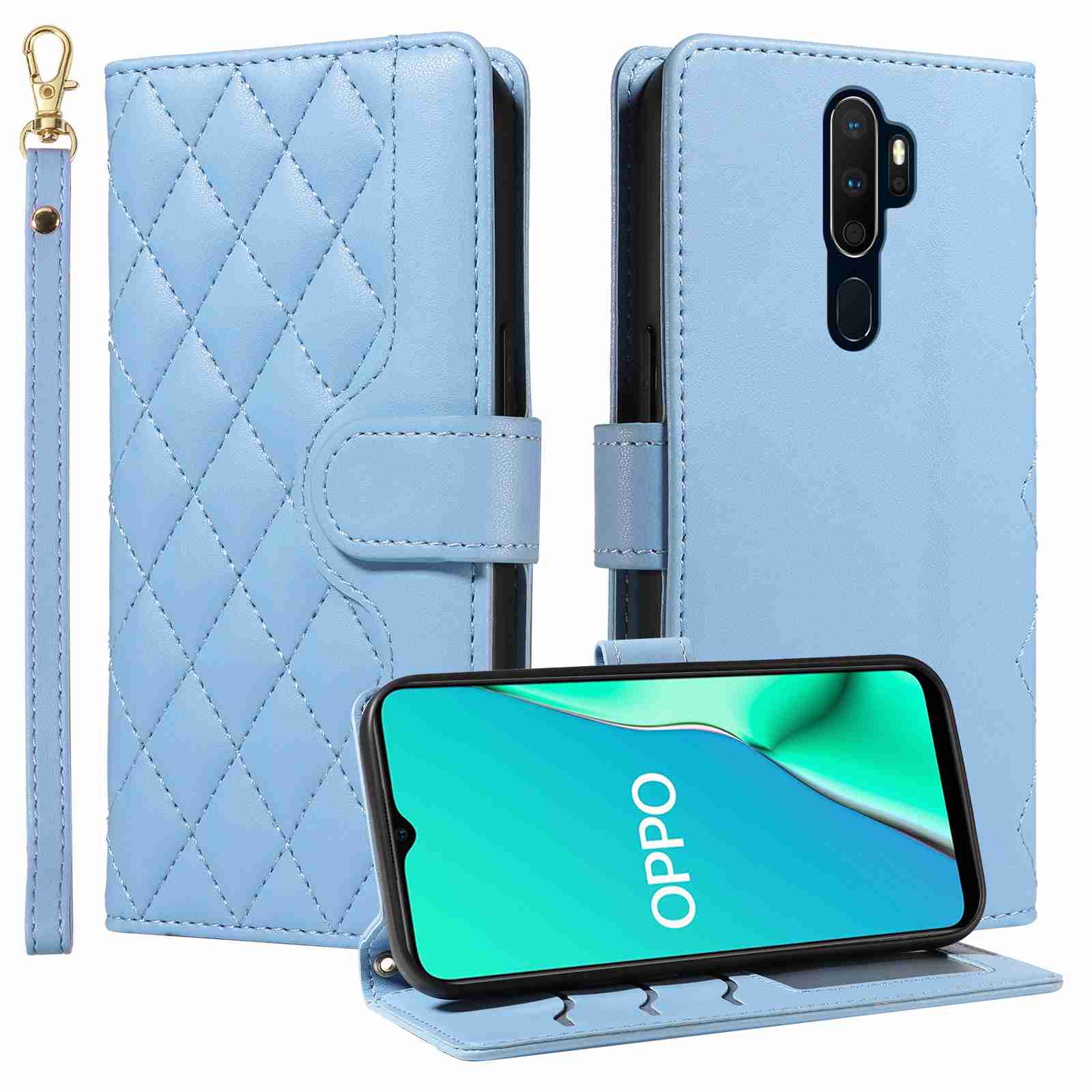 Luxury Skin Feel Flip Houndstooth Case For Oppo  A9 2020 A5 2020 A11X A11 A11N Fundas Wallet Cover