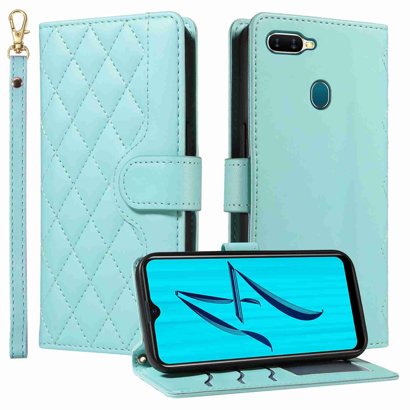 Luxury Skin Feel Flip Houndstooth Case For Oppo A7 A5S Oppo AX5S Oppo AX7 Oppo A7N A12 (Non-chinese version) /Oppo A12S A11K Fundas Wallet Cover