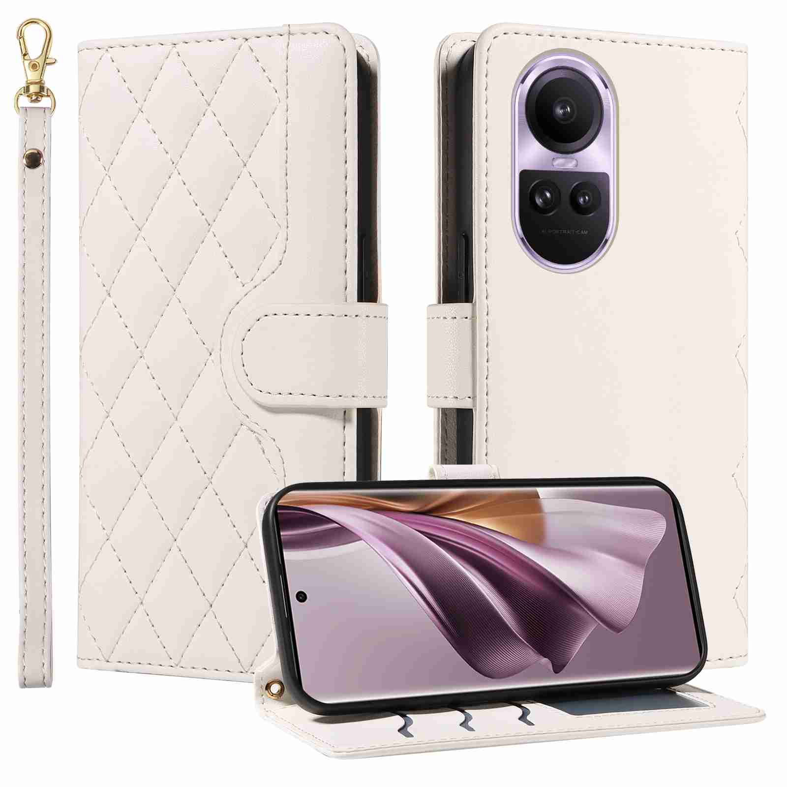 Luxury Skin Feel Flip Houndstooth Case For Oppo Reno 10 5G (Non-chinese version)/Oppo Reno 10 Pro 5G (Non-chinese version) Fundas Wallet Cover
