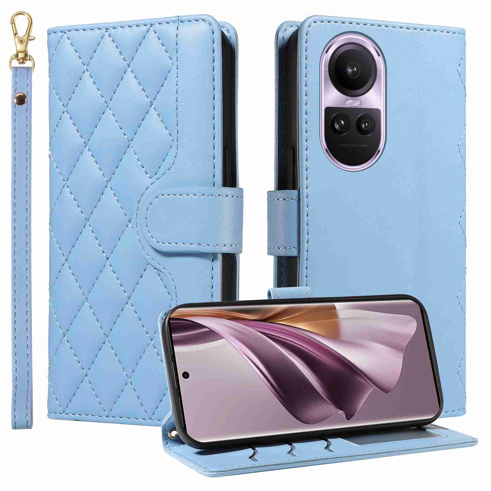 Luxury Skin Feel Flip Houndstooth Case For Oppo Reno 10 5G (Non-chinese version)/Oppo Reno 10 Pro 5G (Non-chinese version) Fundas Wallet Cover