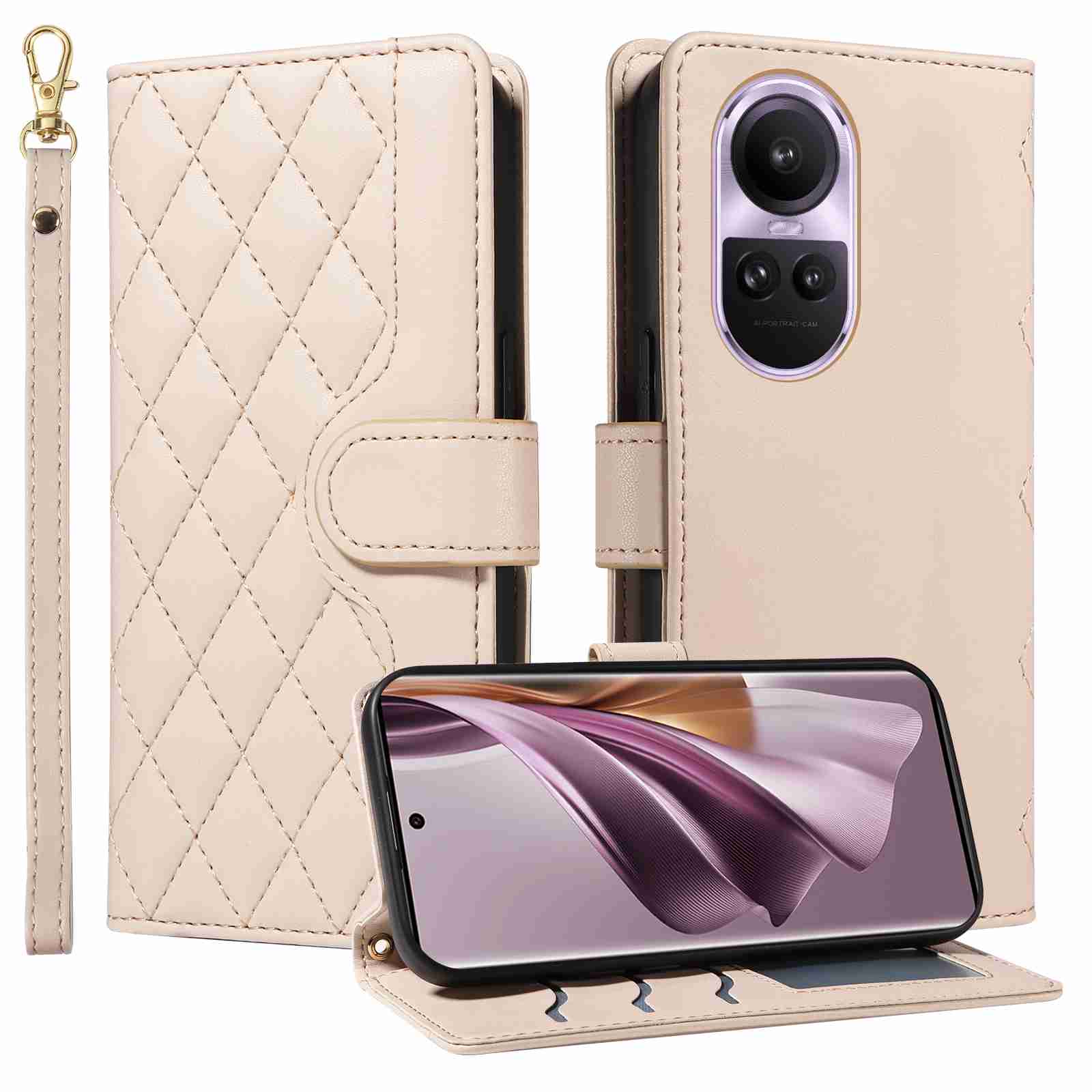 Luxury Skin Feel Flip Houndstooth Case For Oppo Reno 10 5G (Non-chinese version)/Oppo Reno 10 Pro 5G (Non-chinese version) Fundas Wallet Cover