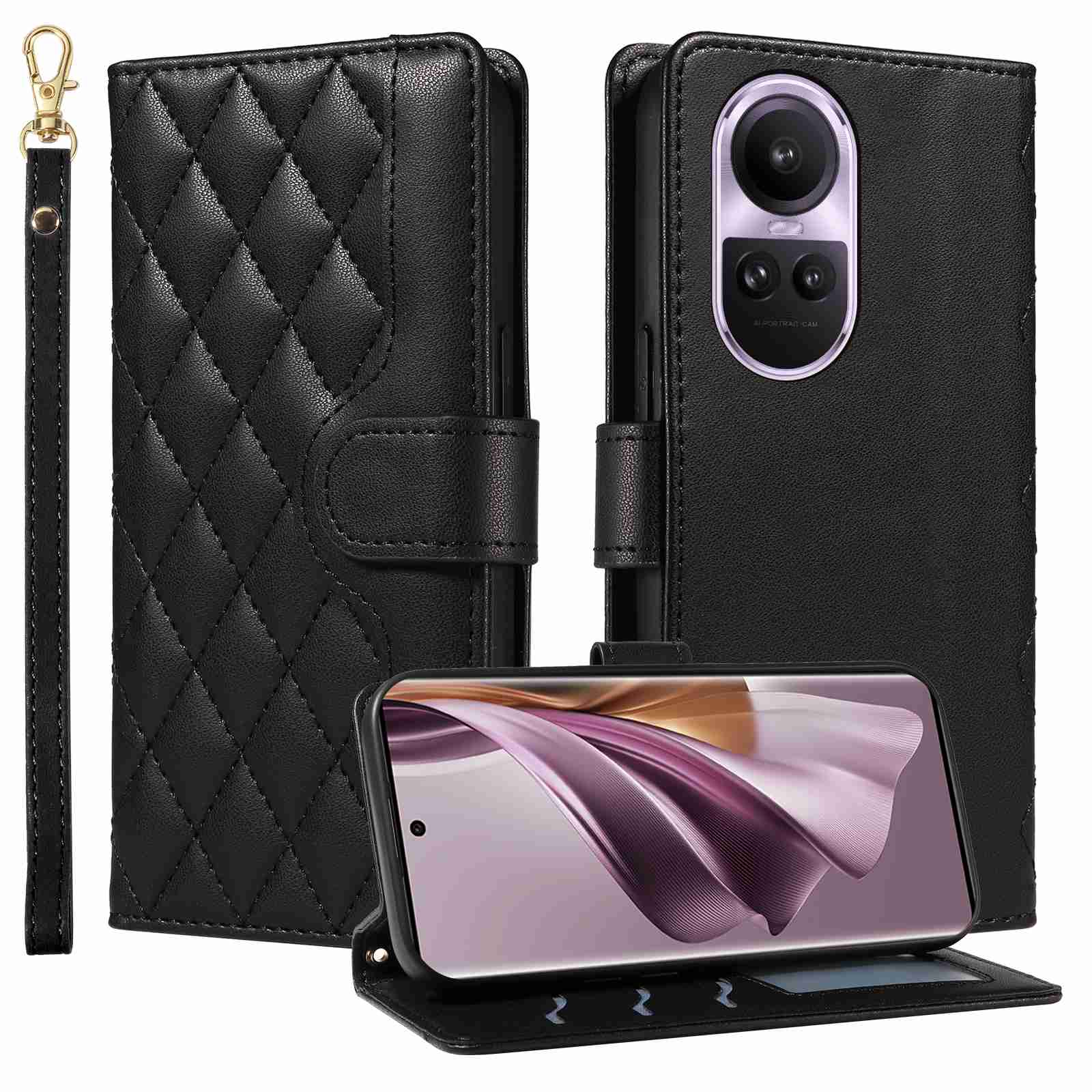 Luxury Skin Feel Flip Houndstooth Case For Oppo Reno 10 5G (Non-chinese version)/Oppo Reno 10 Pro 5G (Non-chinese version) Fundas Wallet Cover