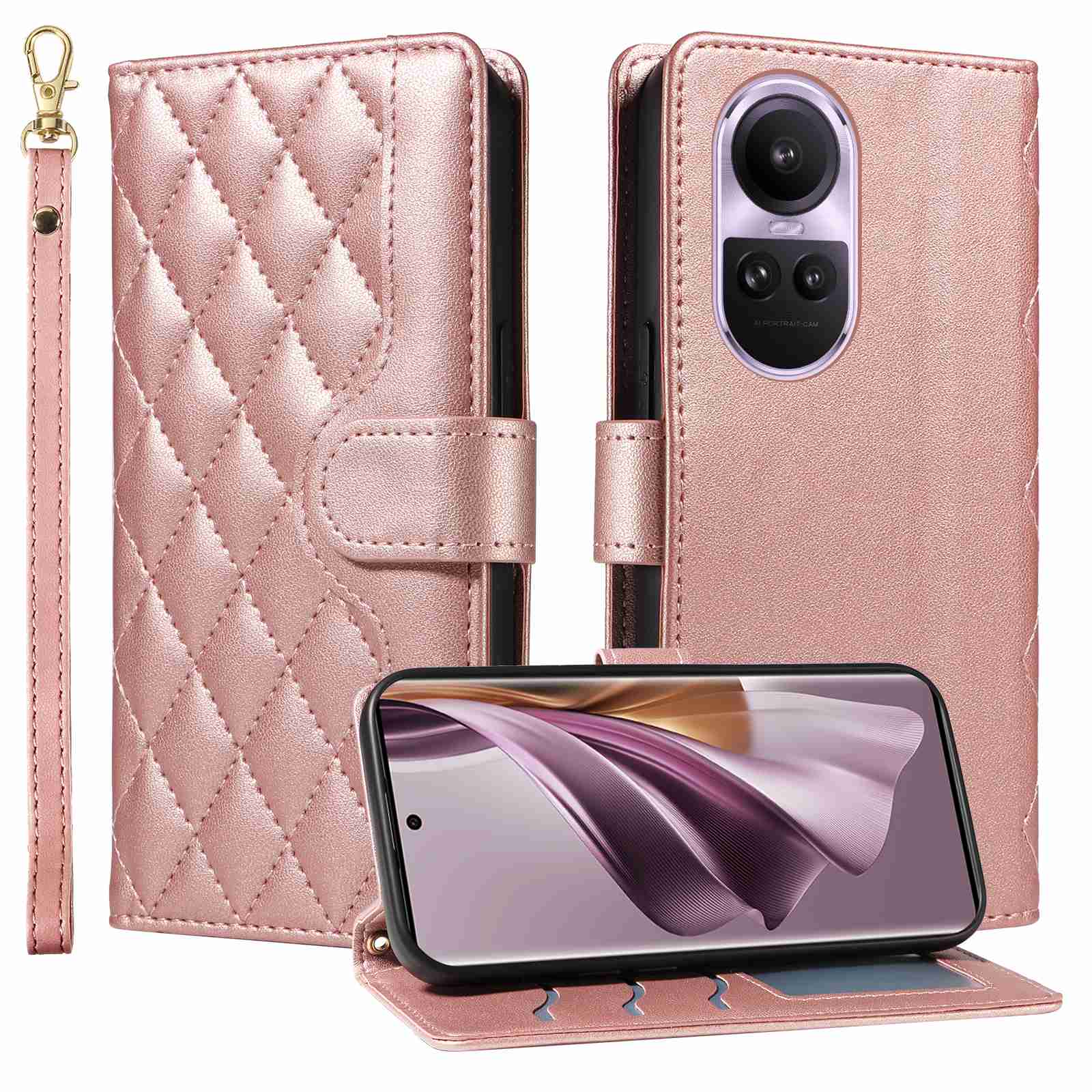 Luxury Skin Feel Flip Houndstooth Case For Oppo Reno 10 5G (Non-chinese version)/Oppo Reno 10 Pro 5G (Non-chinese version) Fundas Wallet Cover