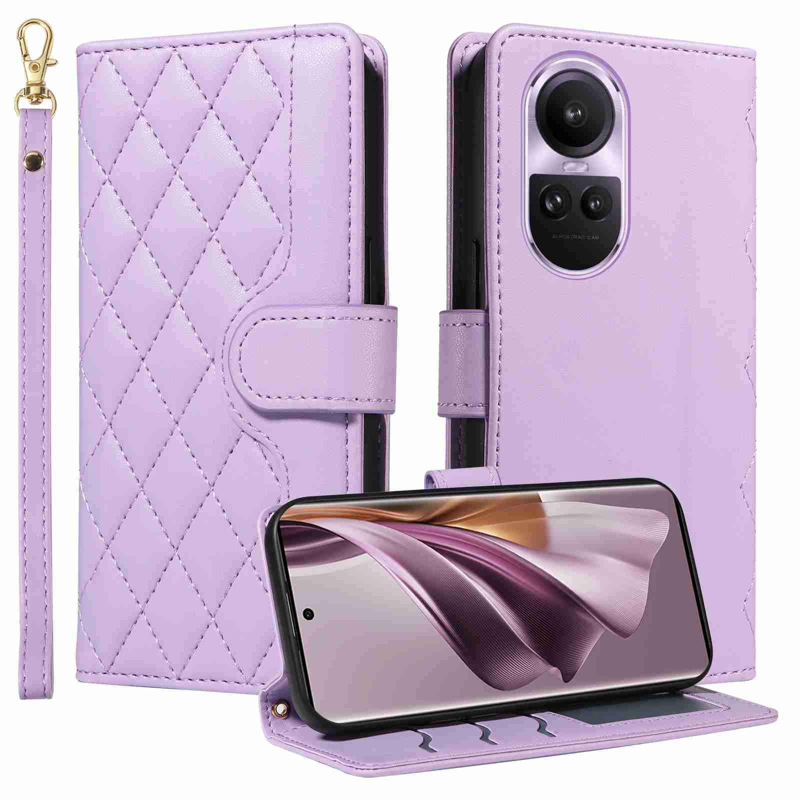 Luxury Skin Feel Flip Houndstooth Case For Oppo Reno 10 5G (Non-chinese version)/Oppo Reno 10 Pro 5G (Non-chinese version) Fundas Wallet Cover