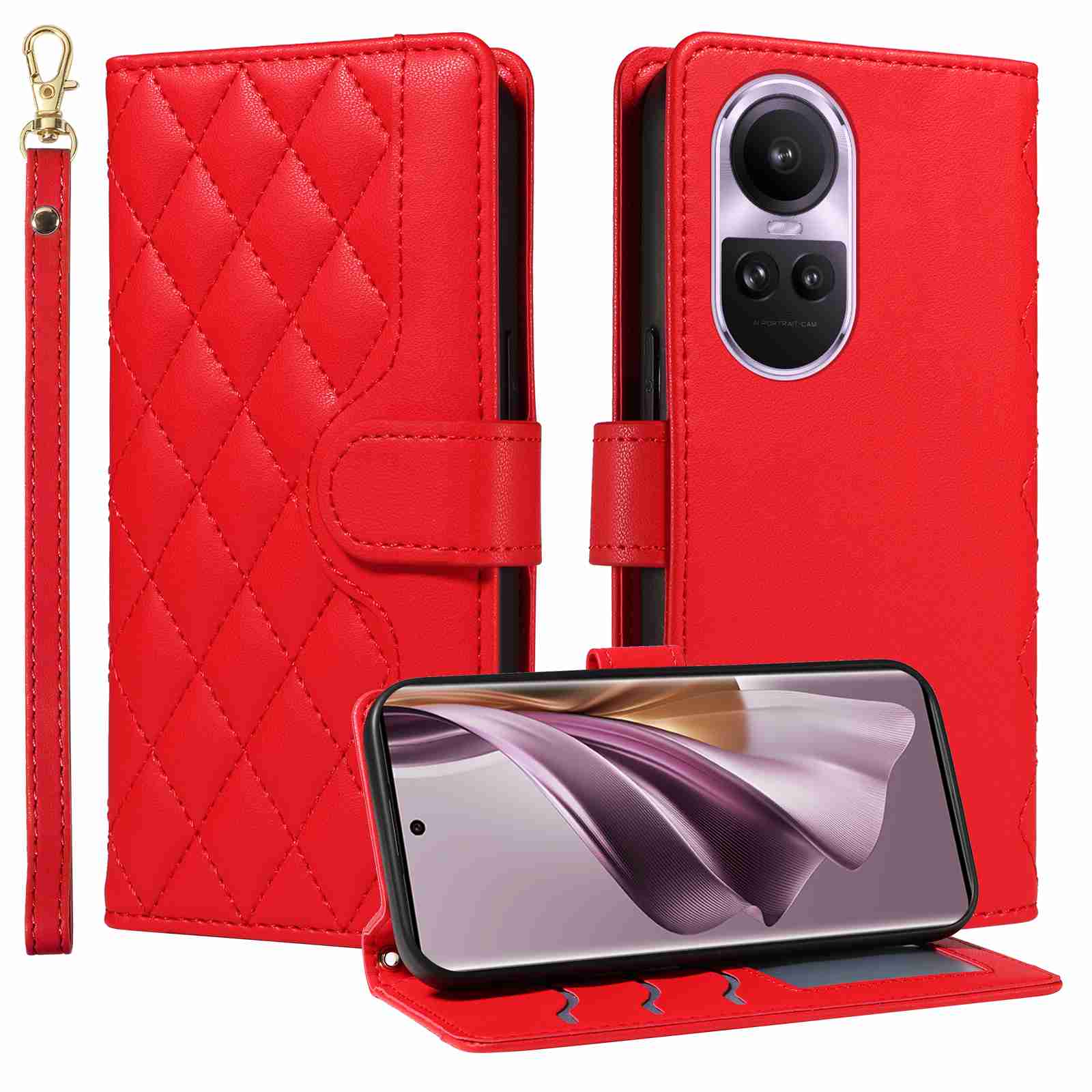 Luxury Skin Feel Flip Houndstooth Case For Oppo Reno 10 5G (Non-chinese version)/Oppo Reno 10 Pro 5G (Non-chinese version) Fundas Wallet Cover