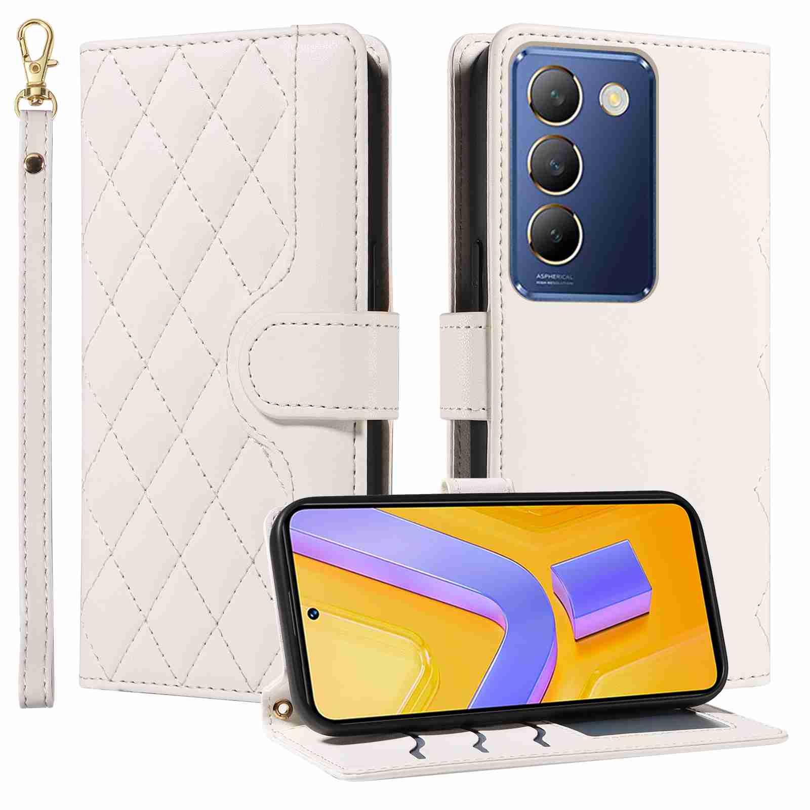 Luxury Skin Feel Flip Houndstooth Case For Vivo V40 SE 5G Y100 5G ( India version)/Vivo Y200E 5G (Non-chinese version)/Vivo V30 lite ( India version) Fundas Wallet Cover