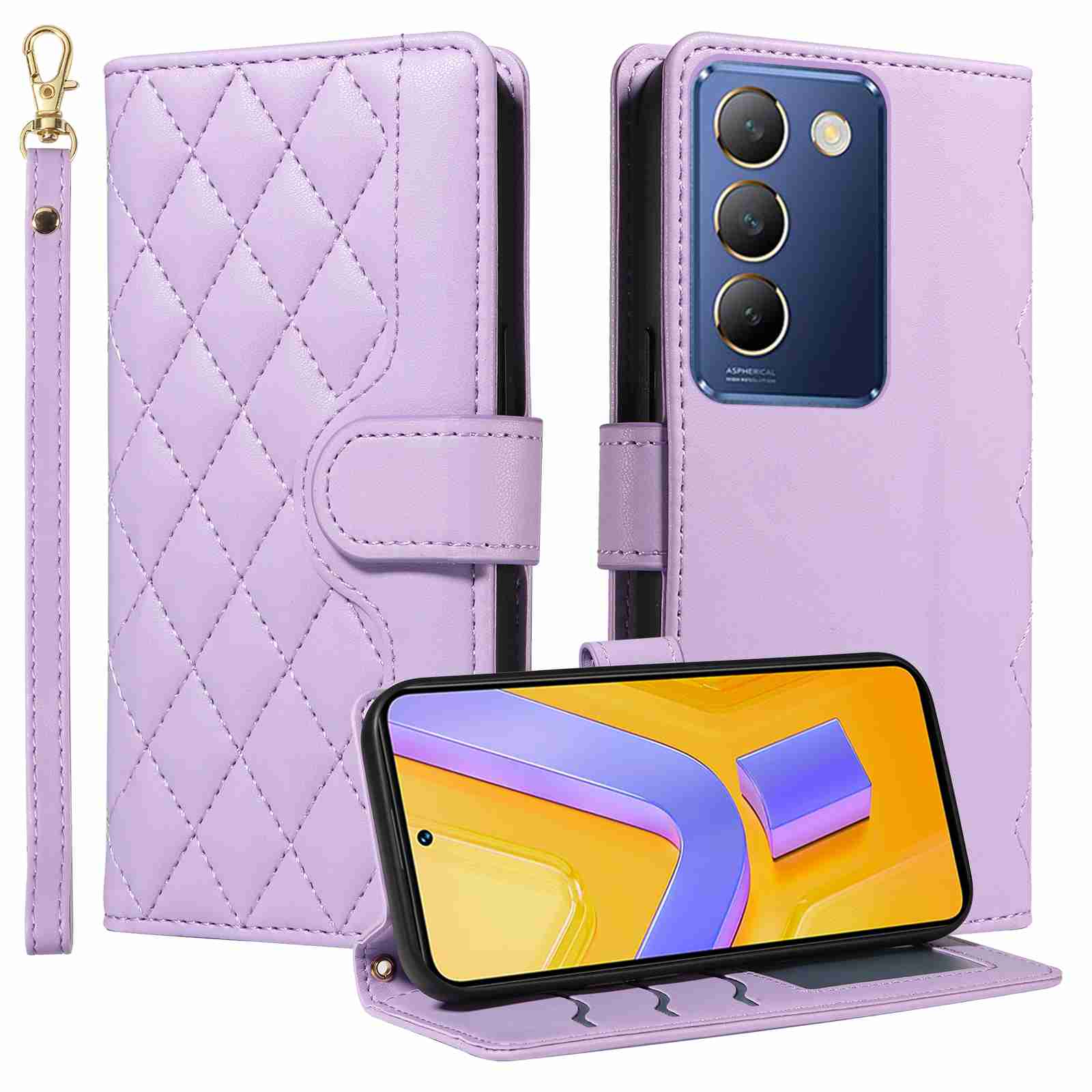 Luxury Skin Feel Flip Houndstooth Case For Vivo V40 SE 5G Y100 5G ( India version)/Vivo Y200E 5G (Non-chinese version)/Vivo V30 lite ( India version) Fundas Wallet Cover