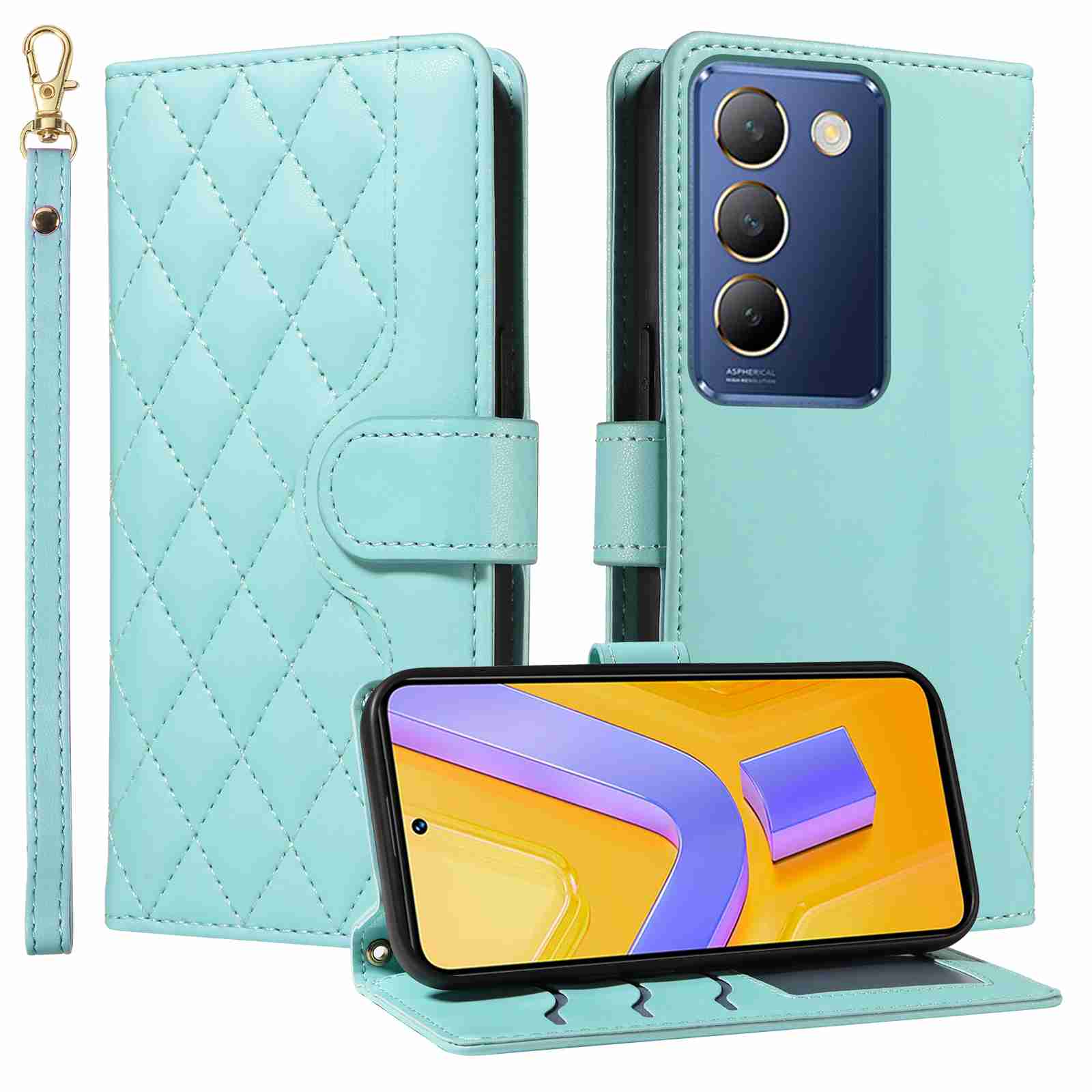 Luxury Skin Feel Flip Houndstooth Case For Vivo V40 SE 5G Y100 5G ( India version)/Vivo Y200E 5G (Non-chinese version)/Vivo V30 lite ( India version) Fundas Wallet Cover