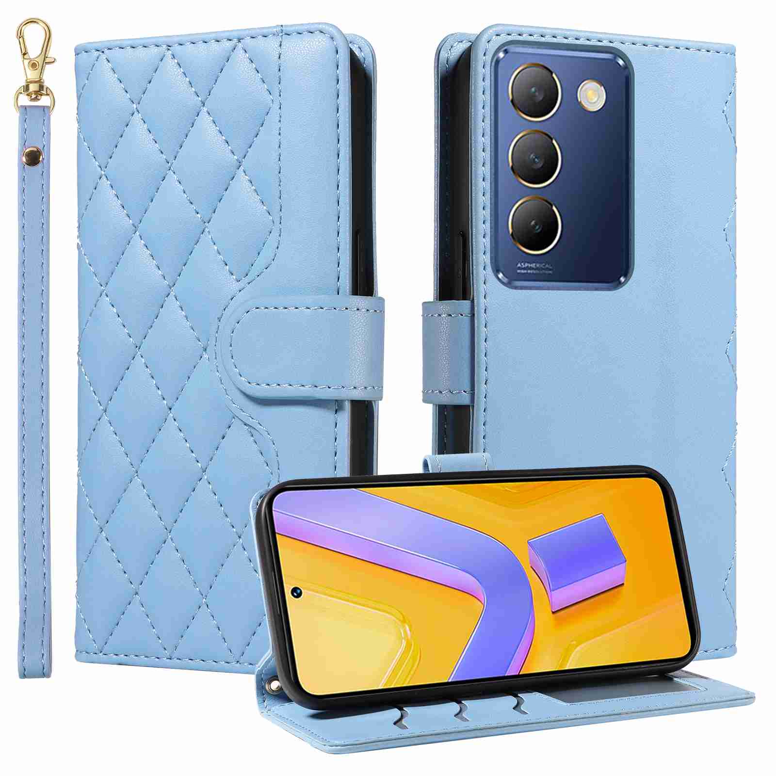 Luxury Skin Feel Flip Houndstooth Case For Vivo V40 SE 5G Y100 5G ( India version)/Vivo Y200E 5G (Non-chinese version)/Vivo V30 lite ( India version) Fundas Wallet Cover