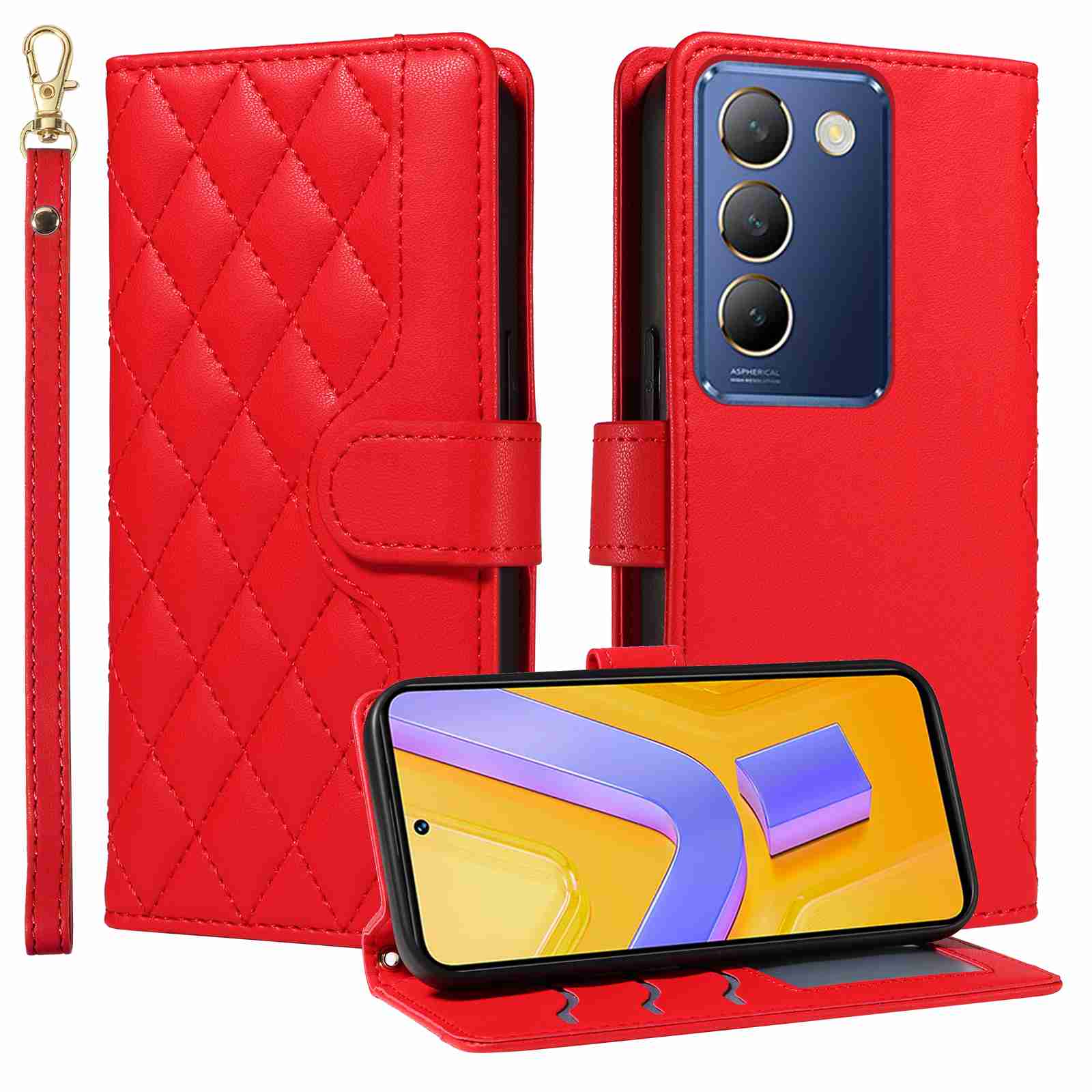 Luxury Skin Feel Flip Houndstooth Case For Vivo V40 SE 5G Y100 5G ( India version)/Vivo Y200E 5G (Non-chinese version)/Vivo V30 lite ( India version) Fundas Wallet Cover