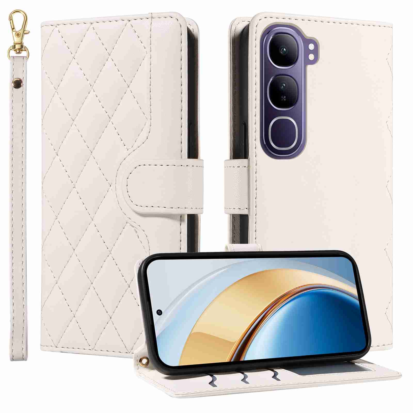 Luxury Skin Feel Flip Houndstooth Case For Vivo V40 Lite 4G (Indonesia edition)/Vivo V40 Lite 5G (Indonesia edition) Fundas Wallet Cover