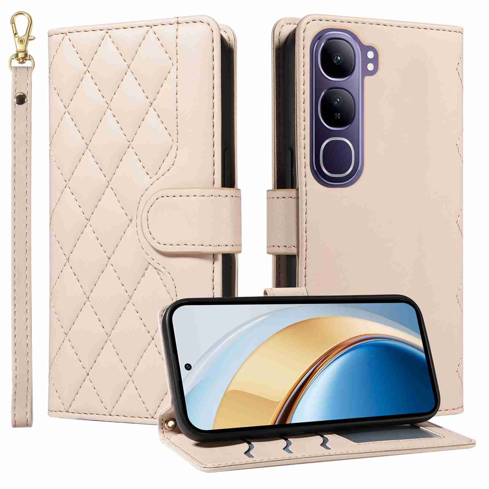Luxury Skin Feel Flip Houndstooth Case For Vivo V40 Lite 4G (Indonesia edition)/Vivo V40 Lite 5G (Indonesia edition) Fundas Wallet Cover