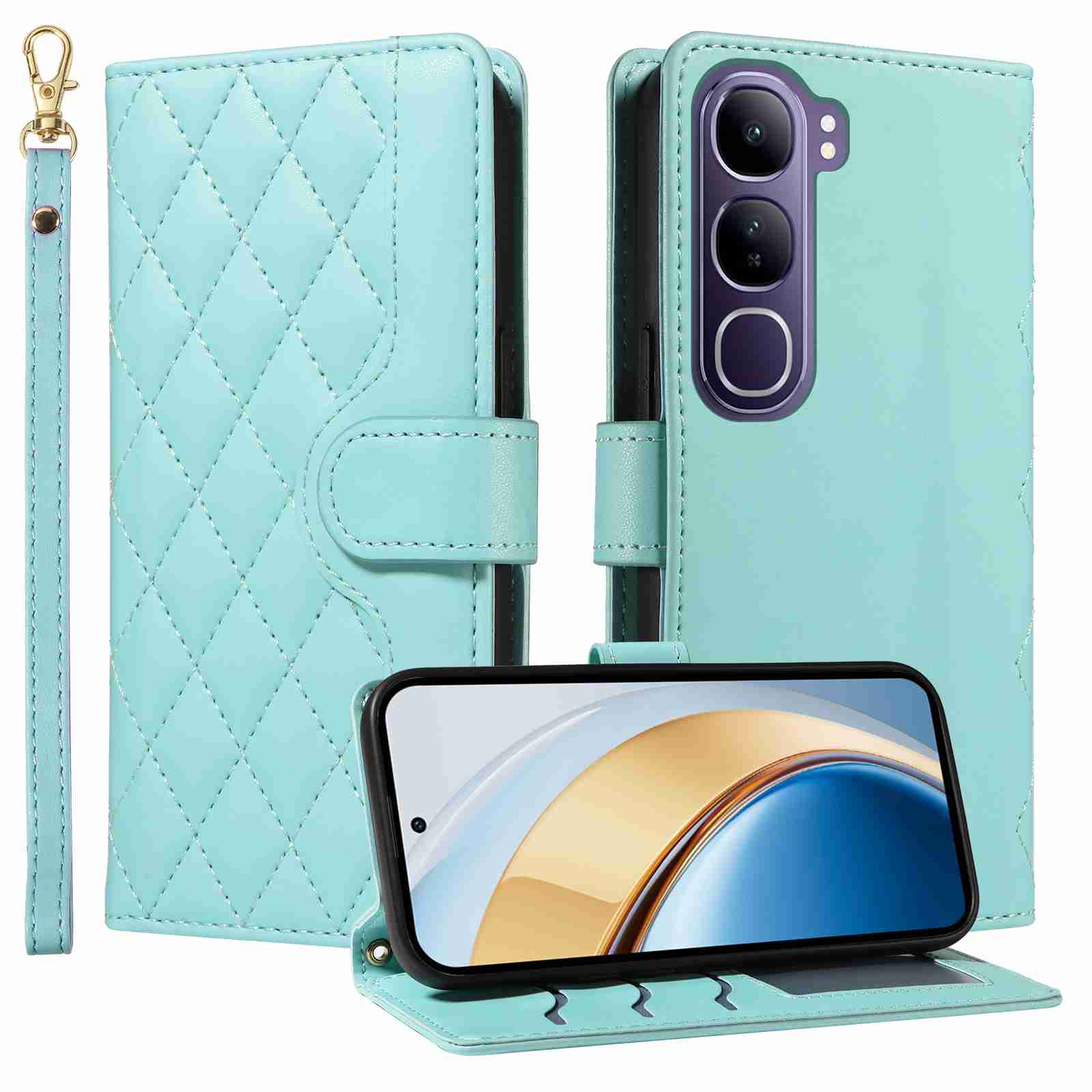 Luxury Skin Feel Flip Houndstooth Case For Vivo V40 Lite 4G (Indonesia edition)/Vivo V40 Lite 5G (Indonesia edition) Fundas Wallet Cover