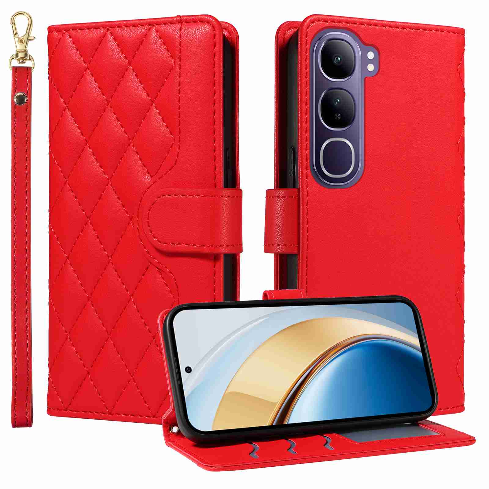 Luxury Skin Feel Flip Houndstooth Case For Vivo V40 Lite 4G (Indonesia edition)/Vivo V40 Lite 5G (Indonesia edition) Fundas Wallet Cover