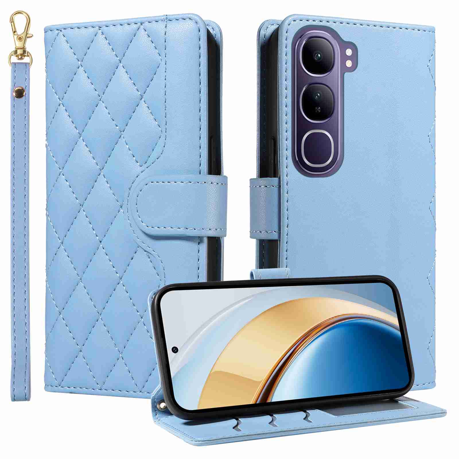 Luxury Skin Feel Flip Houndstooth Case For Vivo V40 Lite 4G (Indonesia edition)/Vivo V40 Lite 5G (Indonesia edition) Fundas Wallet Cover