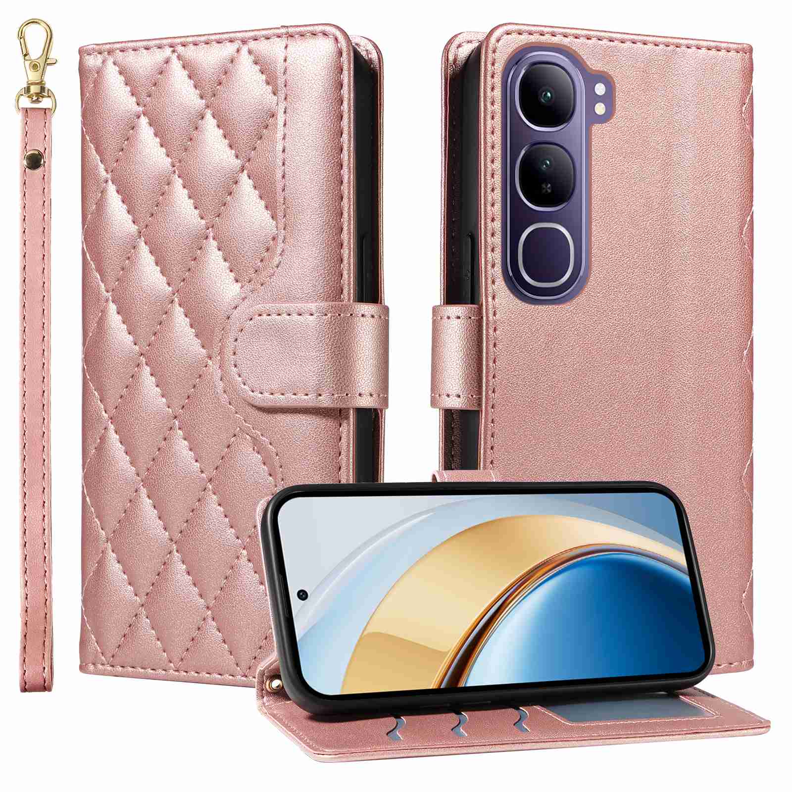 Luxury Skin Feel Flip Houndstooth Case For Vivo V40 Lite 4G (Indonesia edition)/Vivo V40 Lite 5G (Indonesia edition) Fundas Wallet Cover