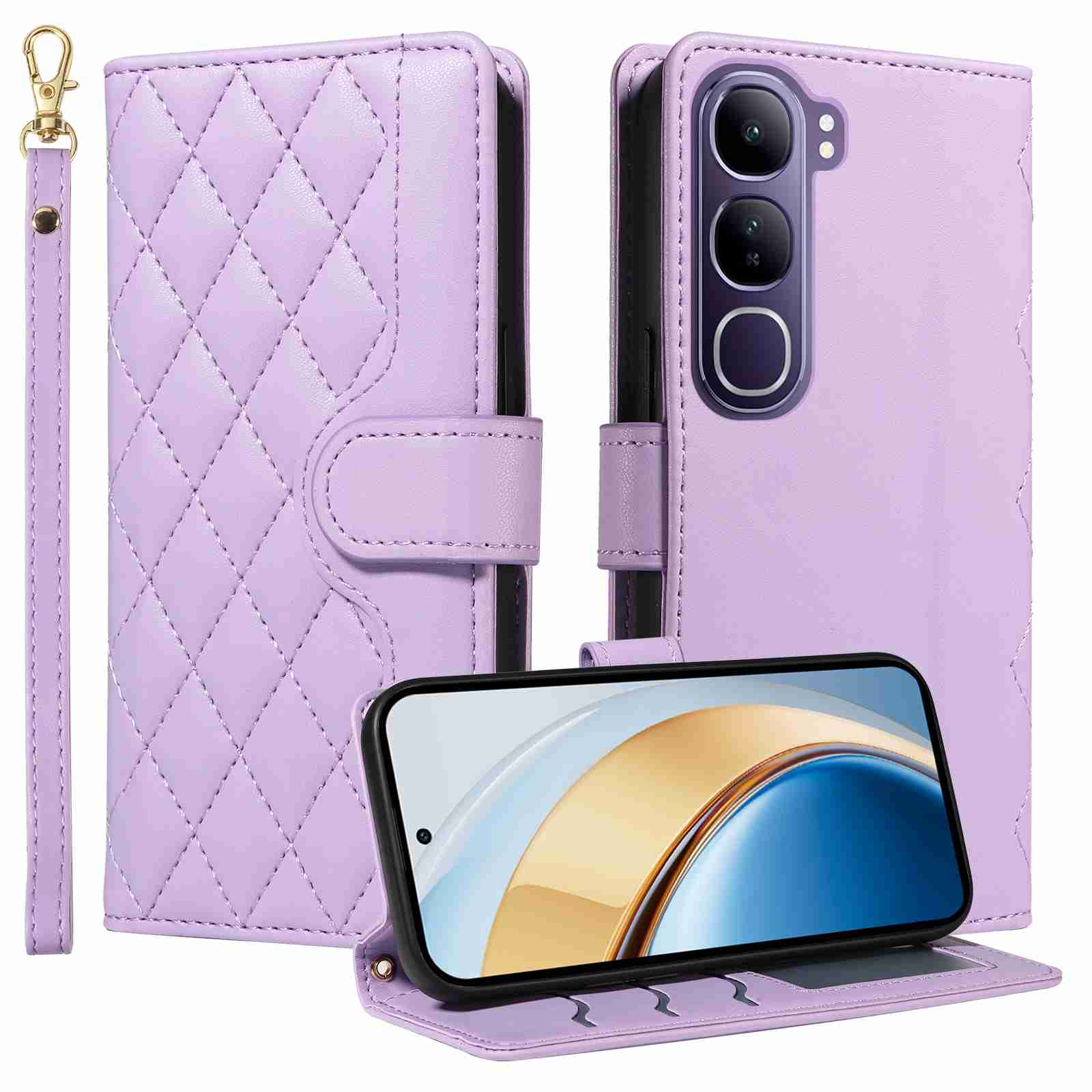 Luxury Skin Feel Flip Houndstooth Case For Vivo V40 Lite 4G (Indonesia edition)/Vivo V40 Lite 5G (Indonesia edition) Fundas Wallet Cover