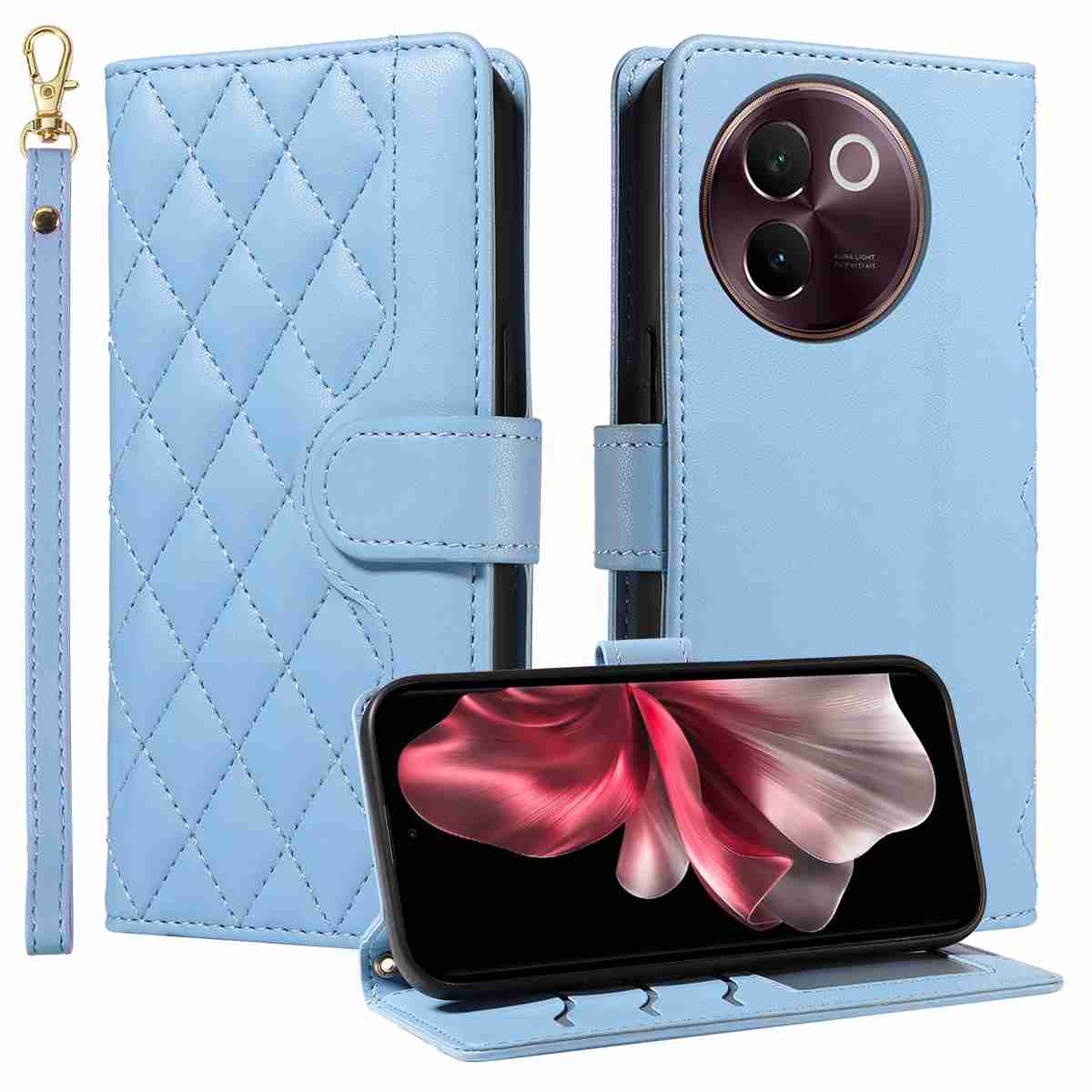 Luxury Skin Feel Flip Houndstooth Case For Vivo V30E (Non-chinese version) /Vivo V40 Lite 5G  (Non-chinese version) Fundas Wallet Cover