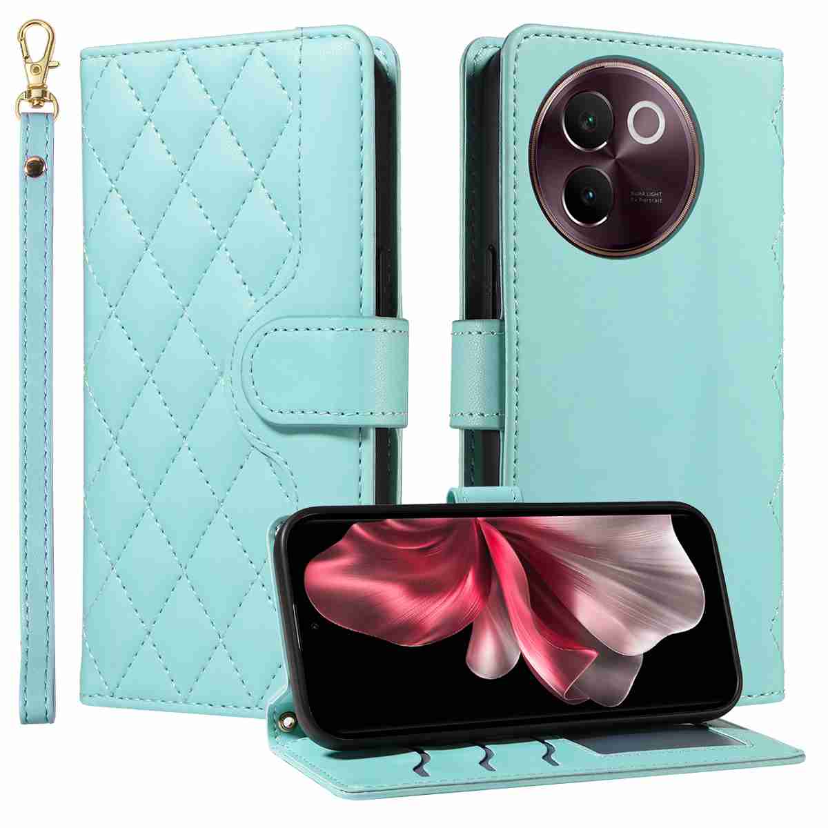 Luxury Skin Feel Flip Houndstooth Case For Vivo V30E (Non-chinese version) /Vivo V40 Lite 5G  (Non-chinese version) Fundas Wallet Cover