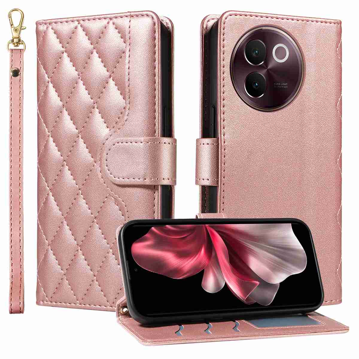 Luxury Skin Feel Flip Houndstooth Case For Vivo V30E (Non-chinese version) /Vivo V40 Lite 5G  (Non-chinese version) Fundas Wallet Cover