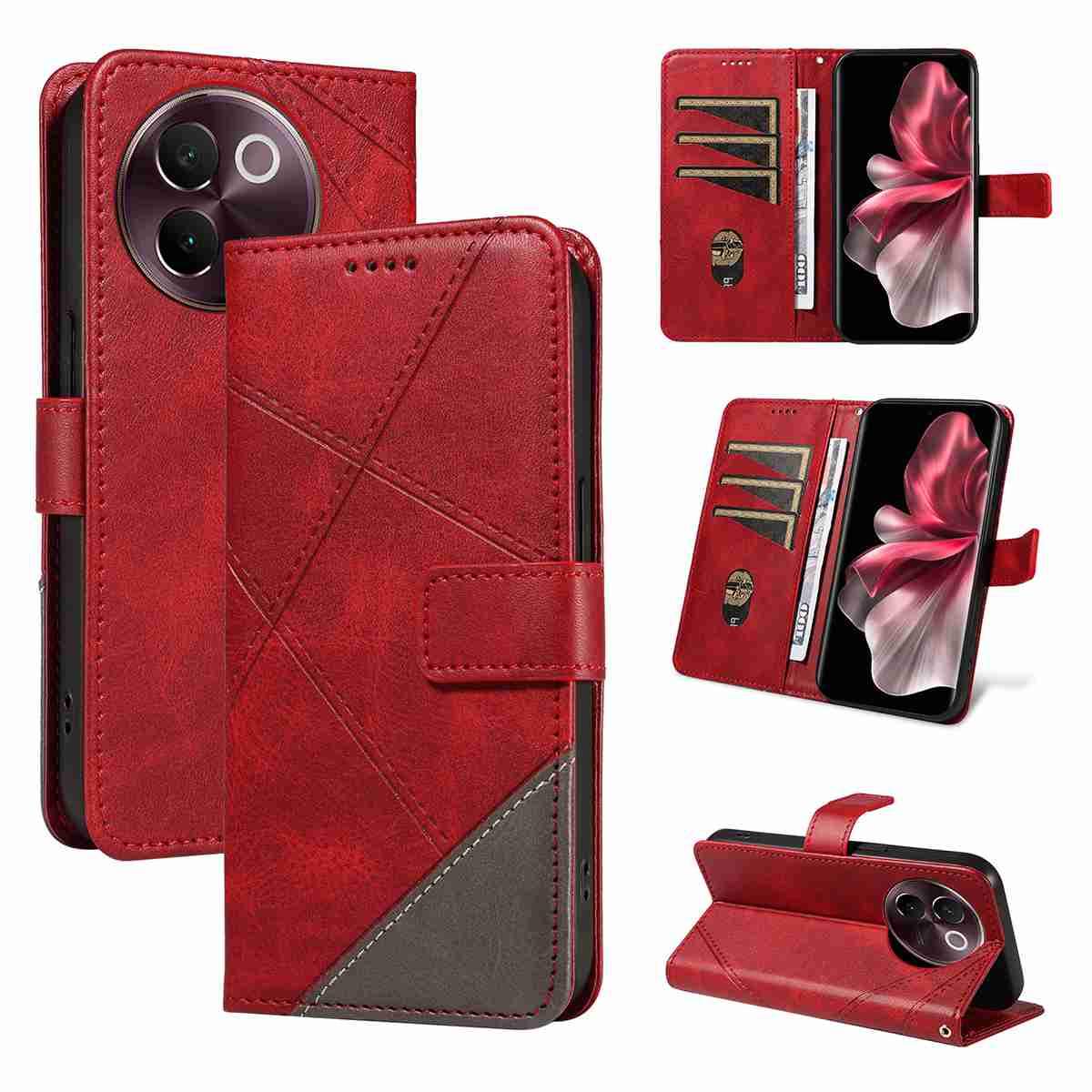 (katu2024) PU Leather Wallet Case For Vivo V30E 5G (Non-chinese version) /Vivo V40 Lite 5G (Non-chinese version)  Flip Stand Card Book Phone Cover