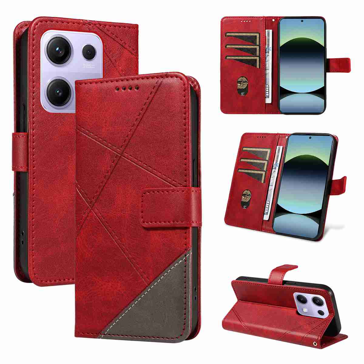 (katu2024) PU Leather Wallet Case For Xiaomi Redmi Note14S/Redmi Note 13 Pro 4G /Xiaomi Poco M6 Pro 4g (Non-chinese version) Flip Stand Card Book Phone Cover