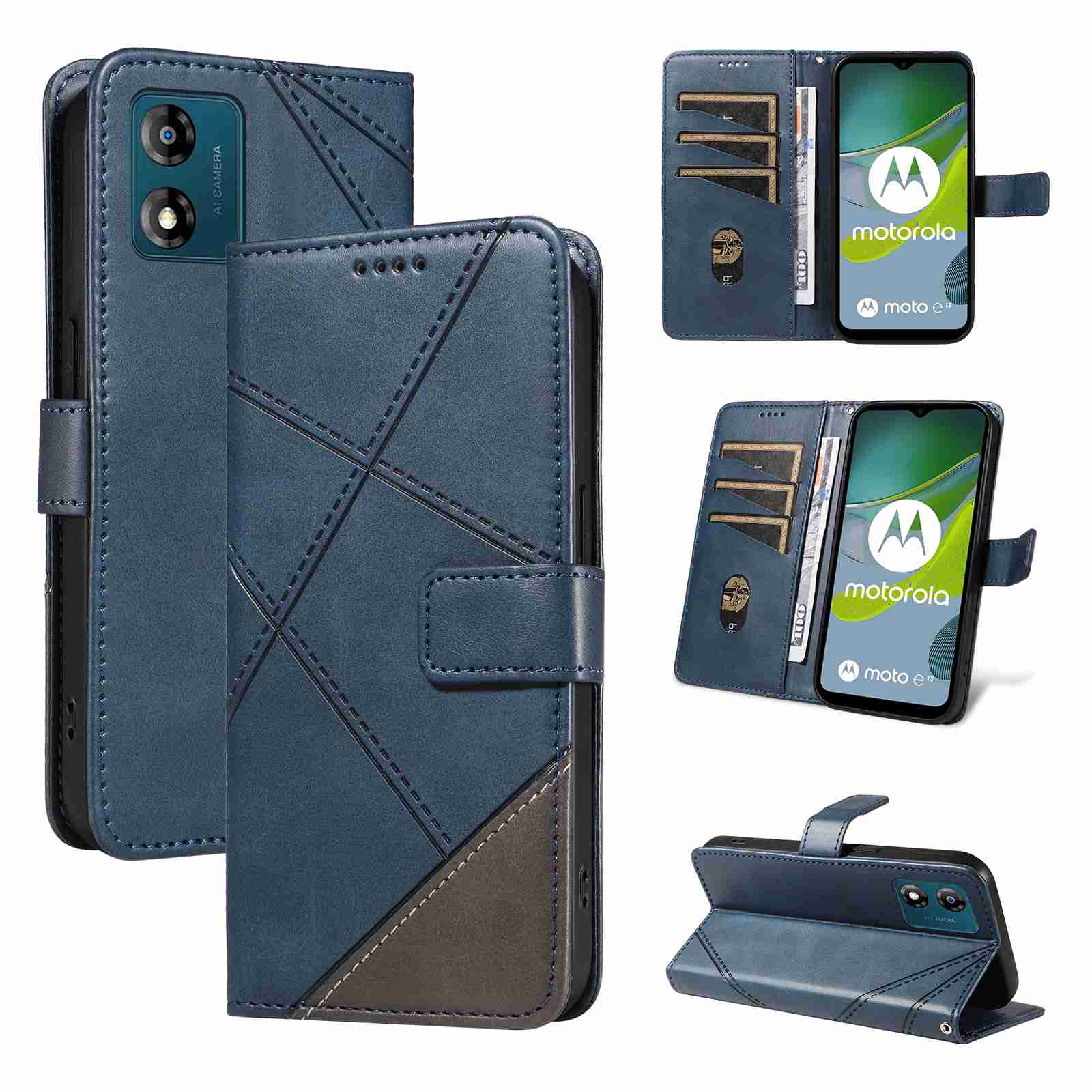 (katu2024) PU Leather Wallet Case For Motorola Moto E13 Flip Stand Card Book Phone Cover