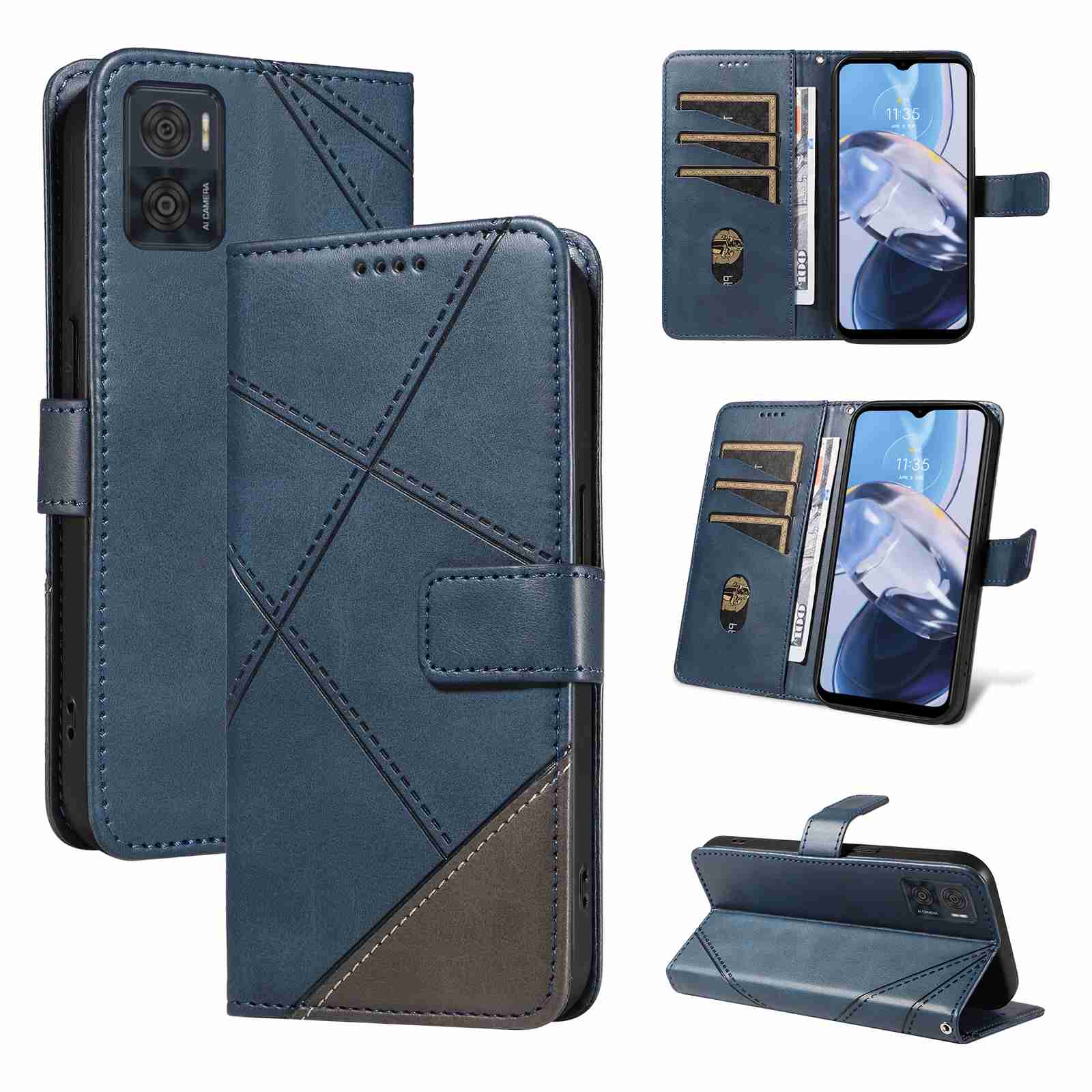 (katu2024) PU Leather Wallet Case For Motorola Moto E22 /Moto E22I Flip Stand Card Book Phone Cover