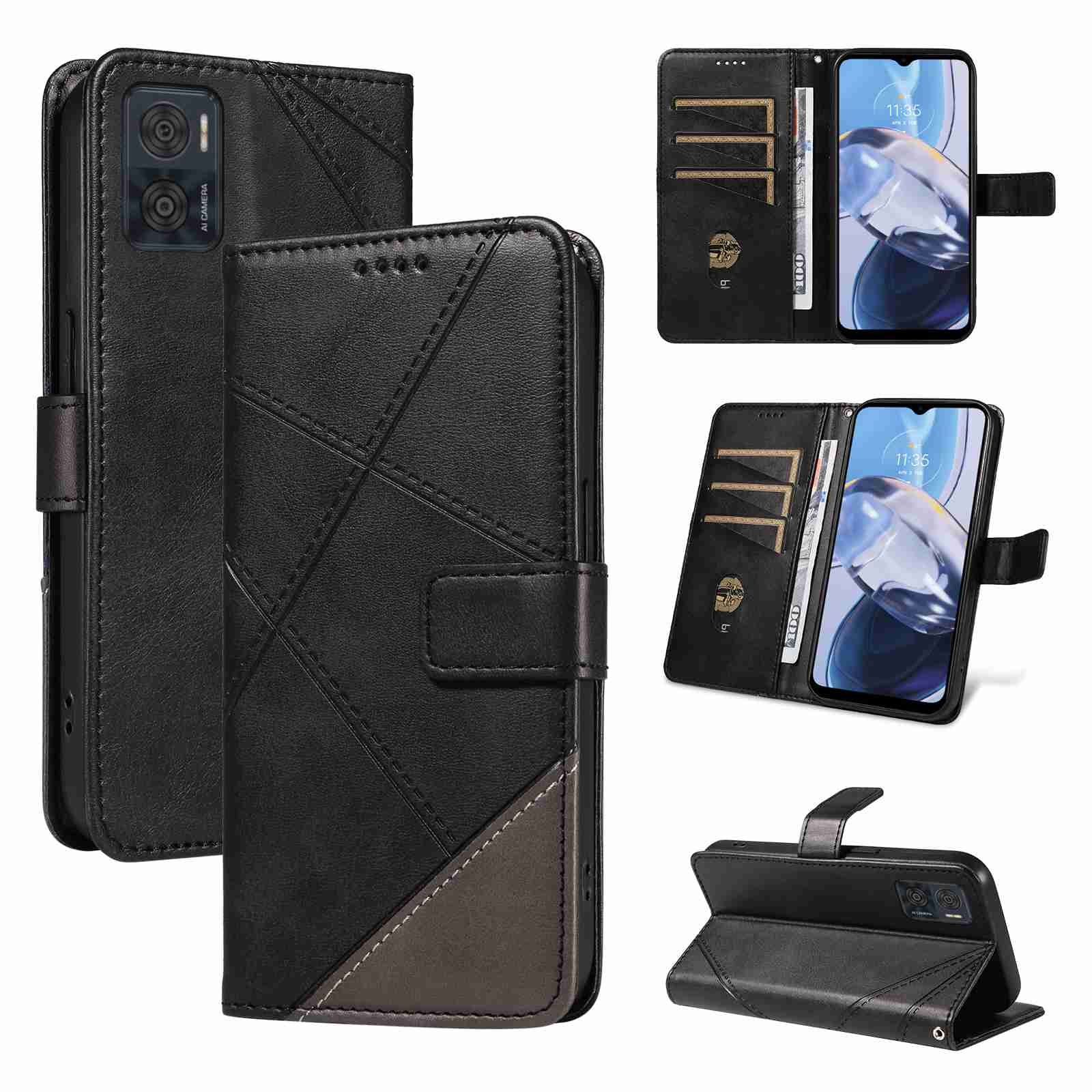 (katu2024) PU Leather Wallet Case For Motorola Moto E22 /Moto E22I Flip Stand Card Book Phone Cover