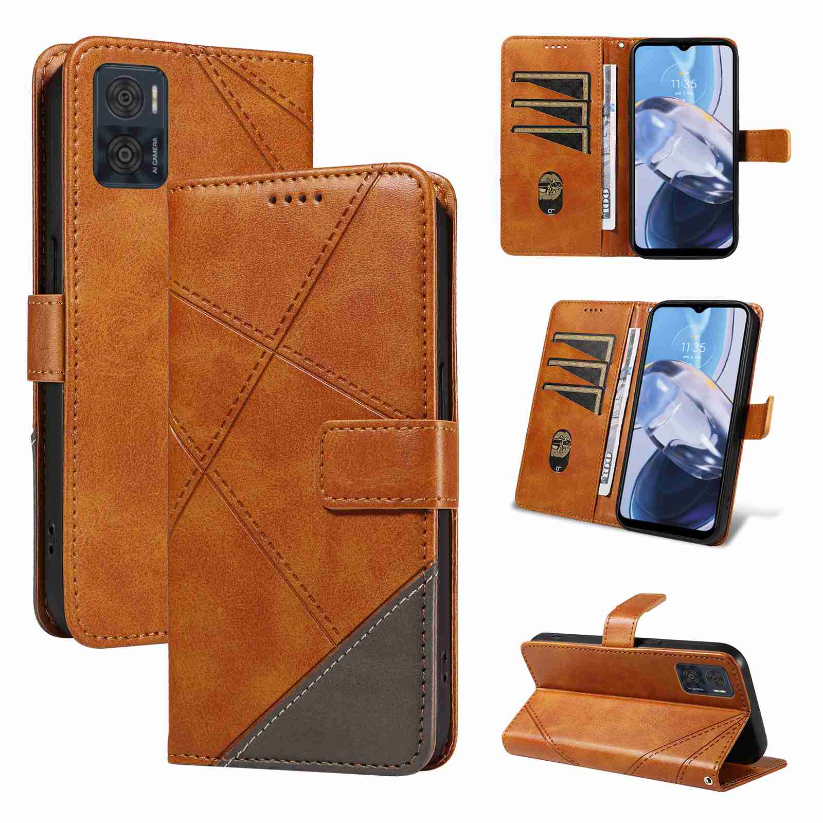 (katu2024) PU Leather Wallet Case For Motorola Moto E22 /Moto E22I Flip Stand Card Book Phone Cover