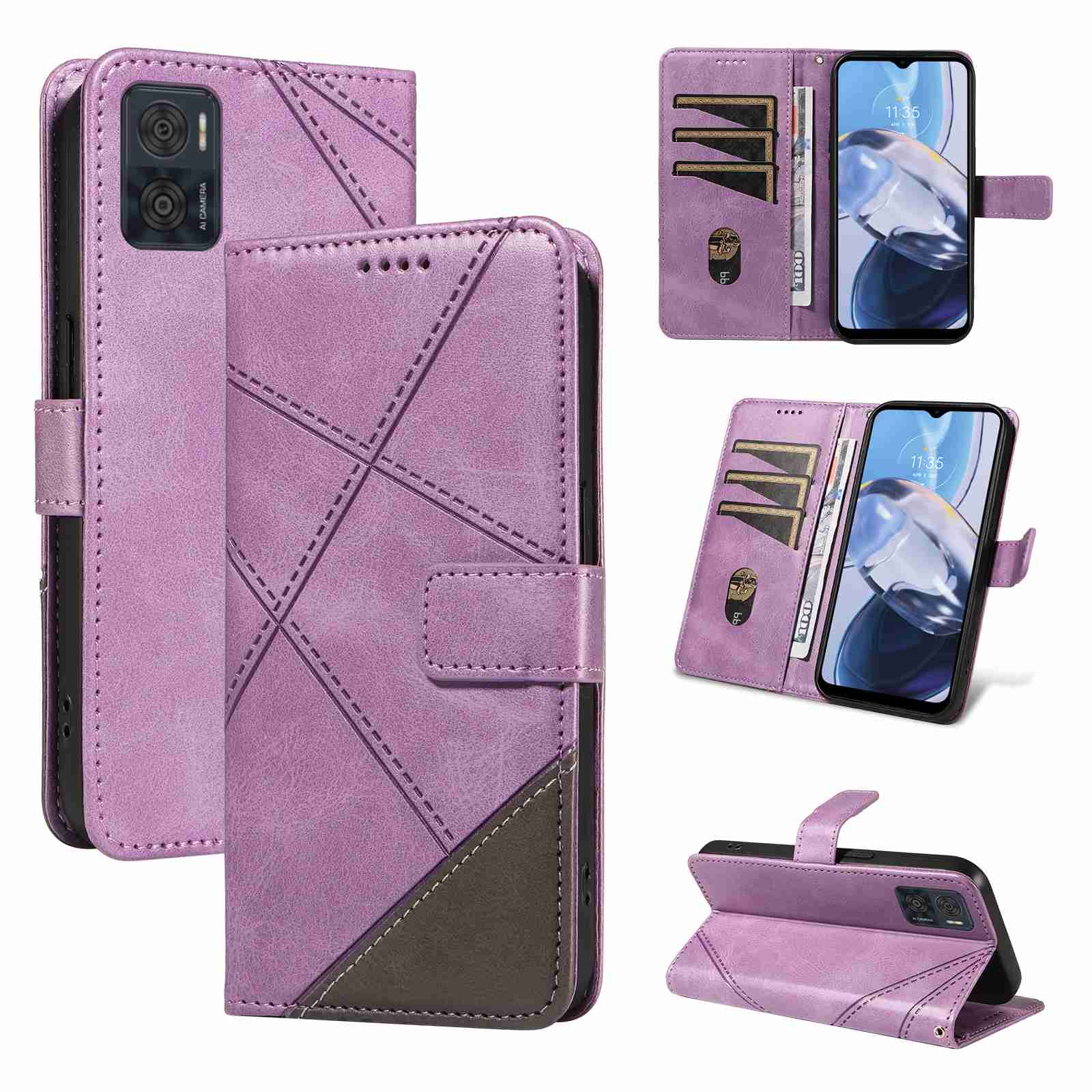 (katu2024) PU Leather Wallet Case For Motorola Moto E22 /Moto E22I Flip Stand Card Book Phone Cover