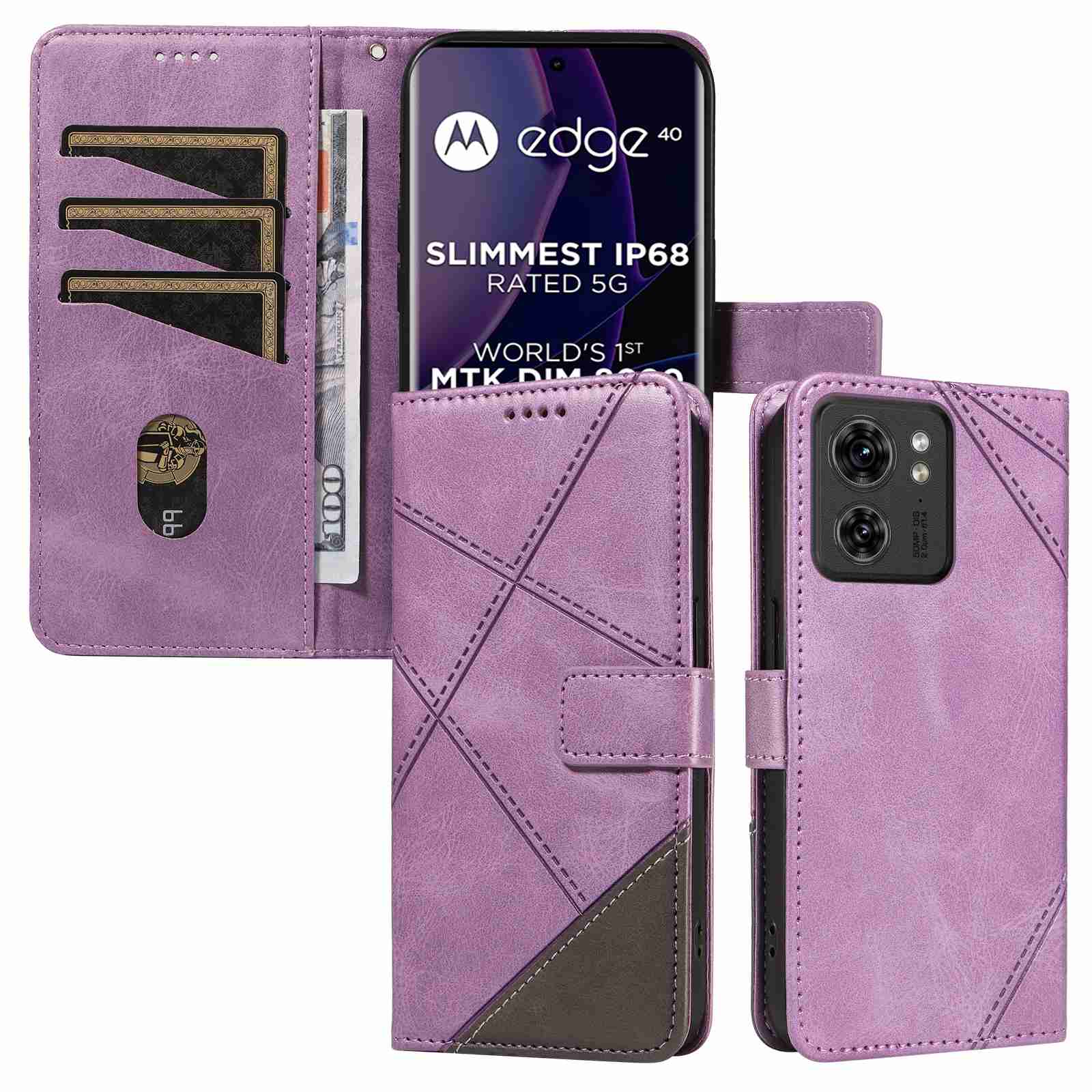 (katu2024) PU Leather Wallet Case For Motorola Moto Edge 40 5G (Non-chinese version) Flip Stand Card Book Phone Cover