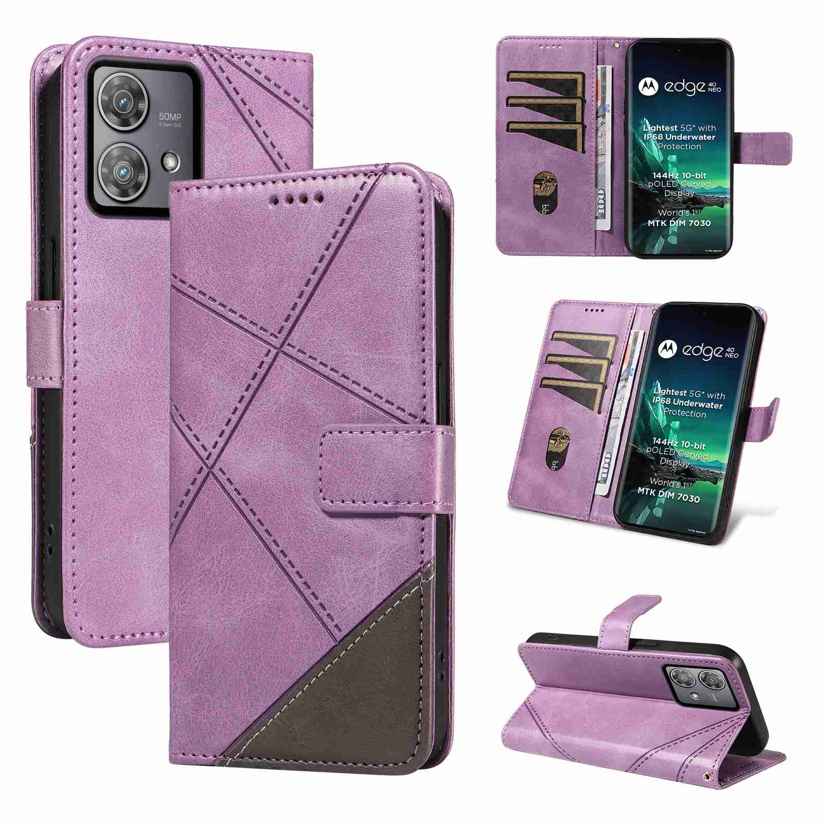 (katu2024) PU Leather Wallet Case For Motorola Moto Edge 40 NEO Flip Stand Card Book Phone Cover
