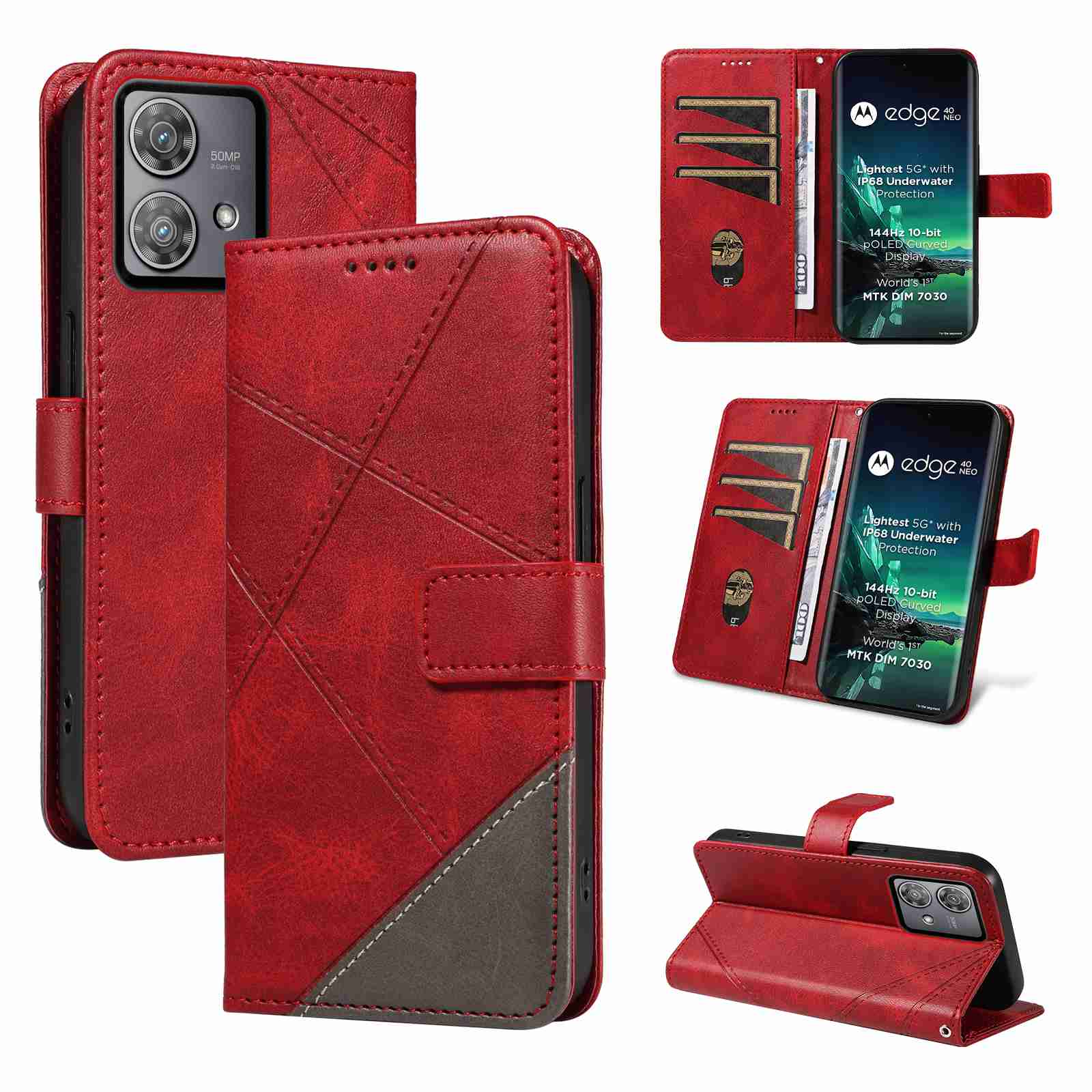 (katu2024) PU Leather Wallet Case For Motorola Moto Edge 40 NEO Flip Stand Card Book Phone Cover