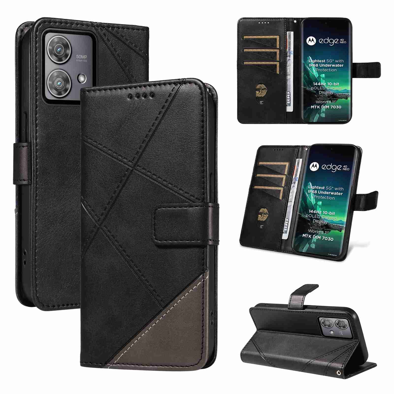 (katu2024) PU Leather Wallet Case For Motorola Moto Edge 40 NEO Flip Stand Card Book Phone Cover