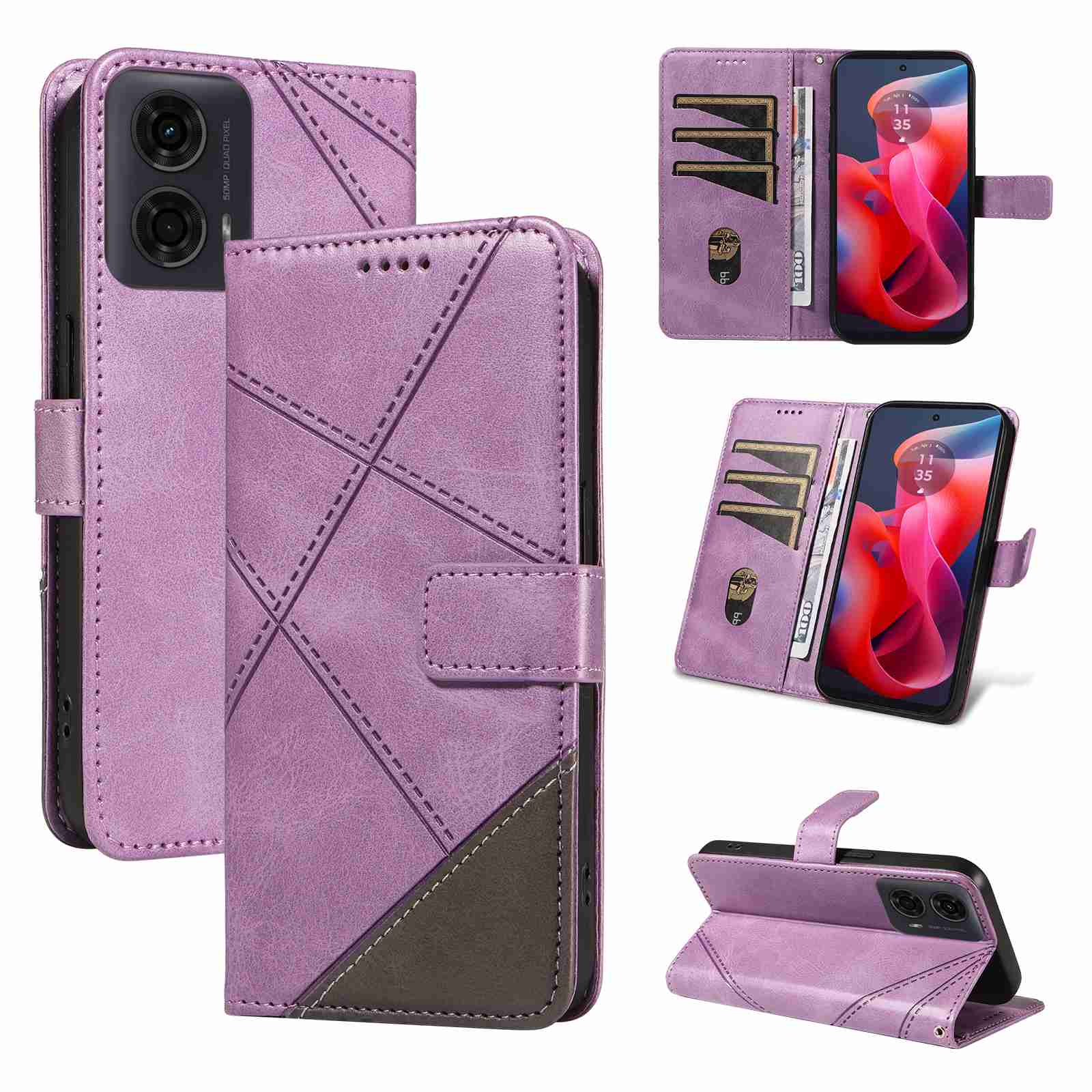 (katu2024) PU Leather Wallet Case For Motorola Moto G04 Moto G24 Moto G04S Moto E14 Flip Stand Card Book Phone Cover