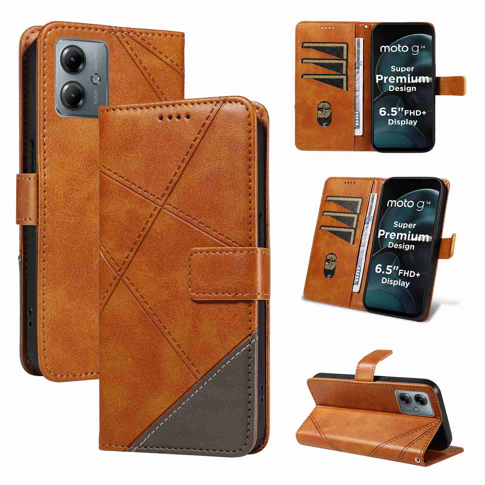 (katu2024) PU Leather Wallet Case For Motorola Moto G14 4G Flip Stand Card Book Phone Cover