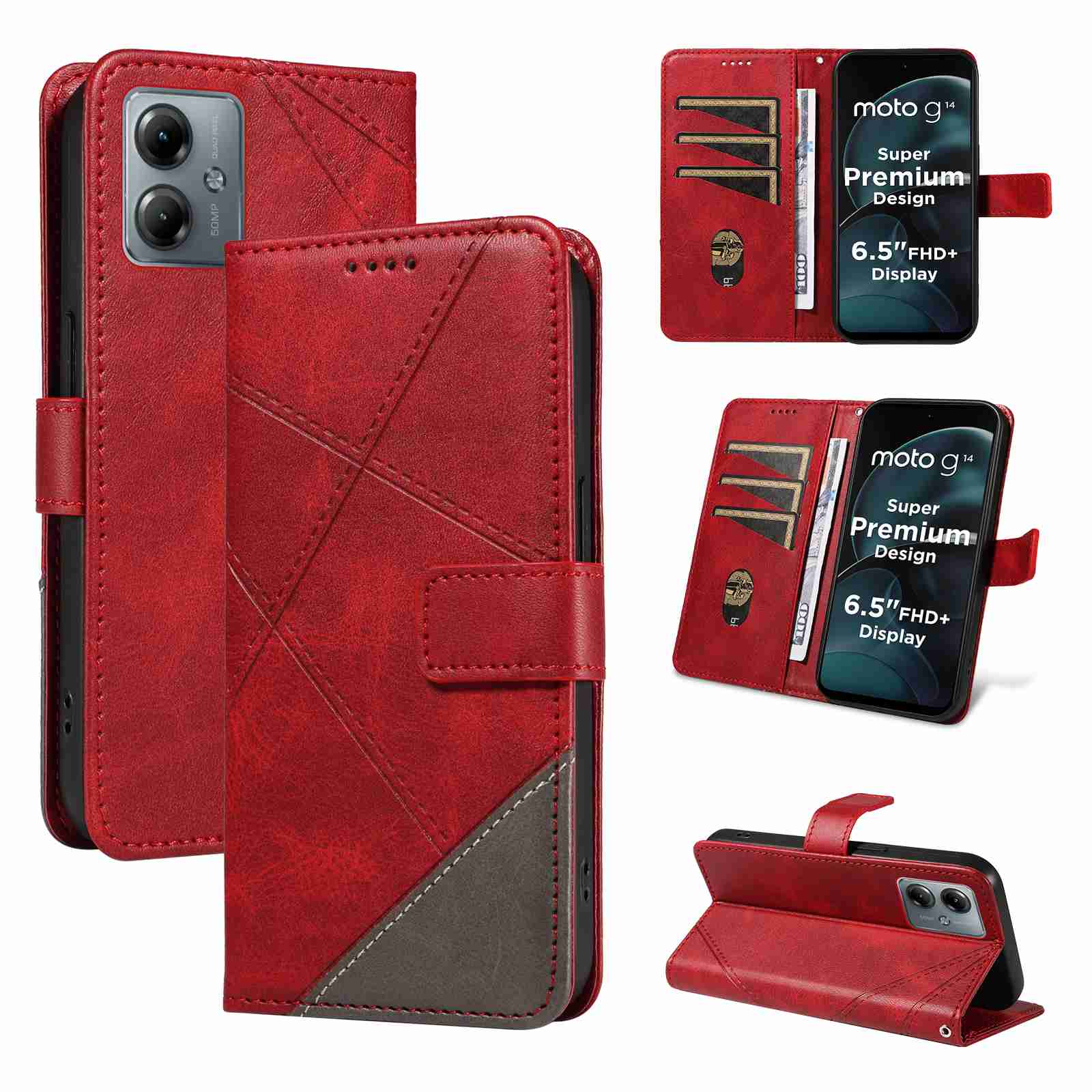 (katu2024) PU Leather Wallet Case For Motorola Moto G14 4G Flip Stand Card Book Phone Cover