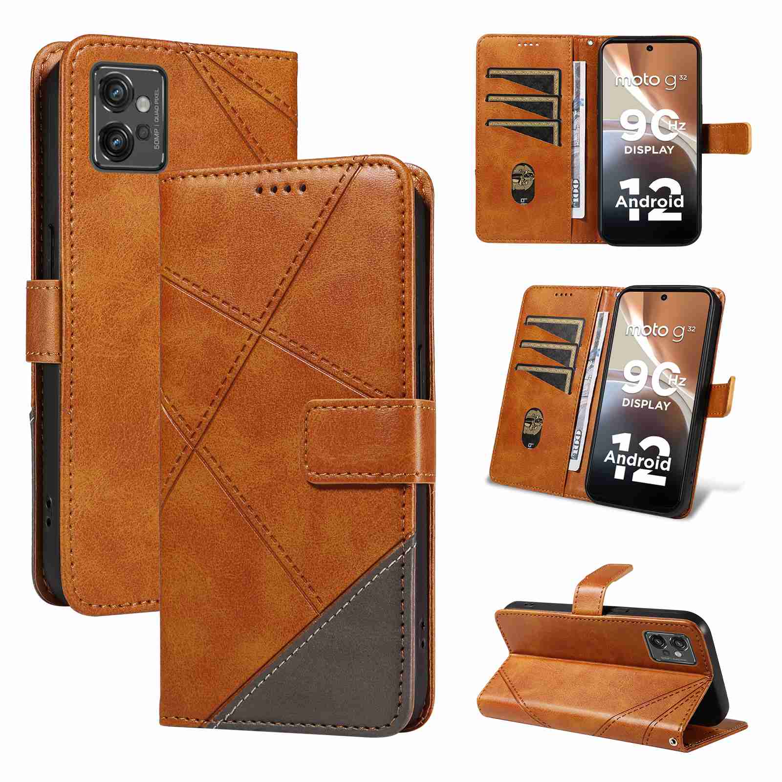 (katu2024) PU Leather Wallet Case For Motorola Moto G32 Flip Stand Card Book Phone Cover