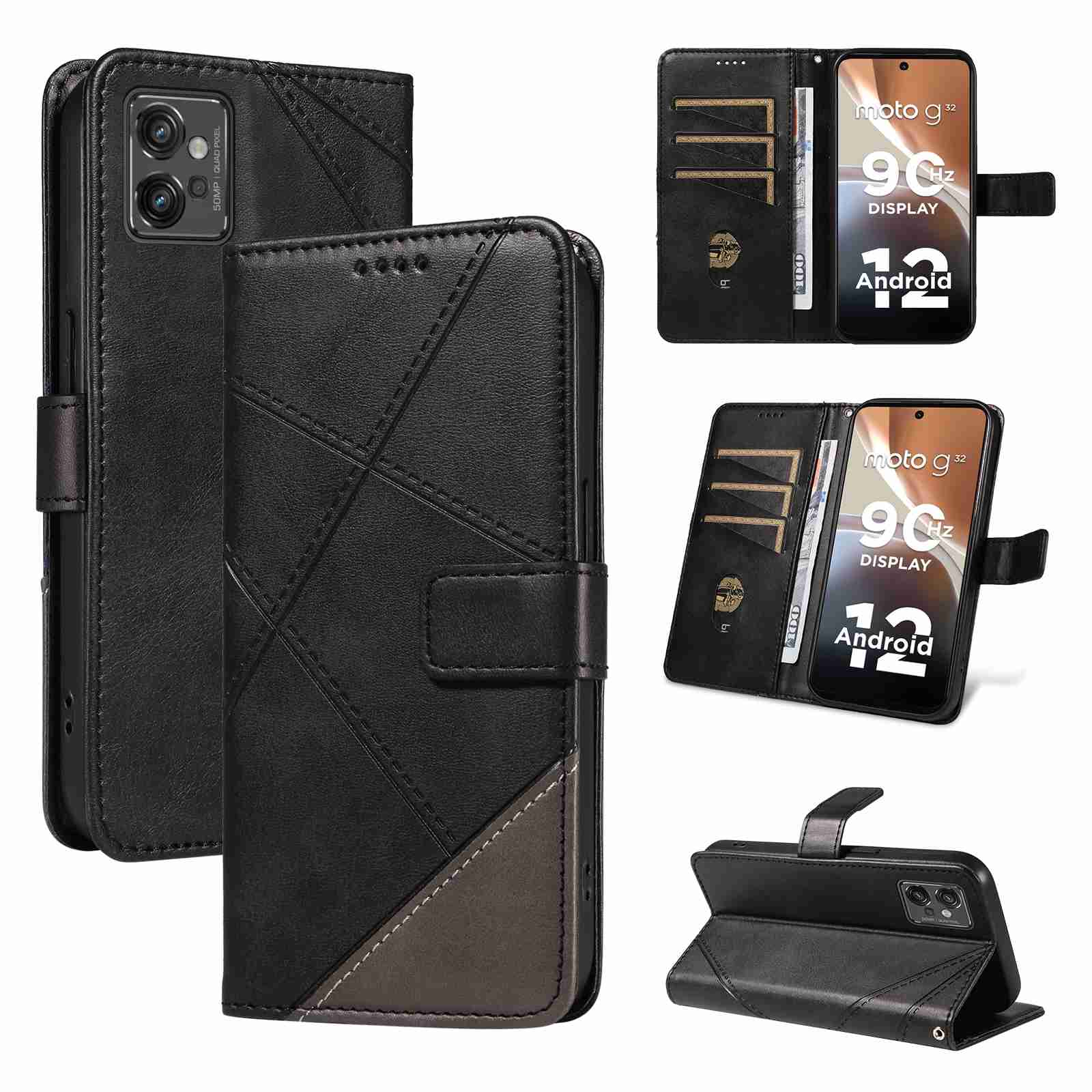 (katu2024) PU Leather Wallet Case For Motorola Moto G32 Flip Stand Card Book Phone Cover