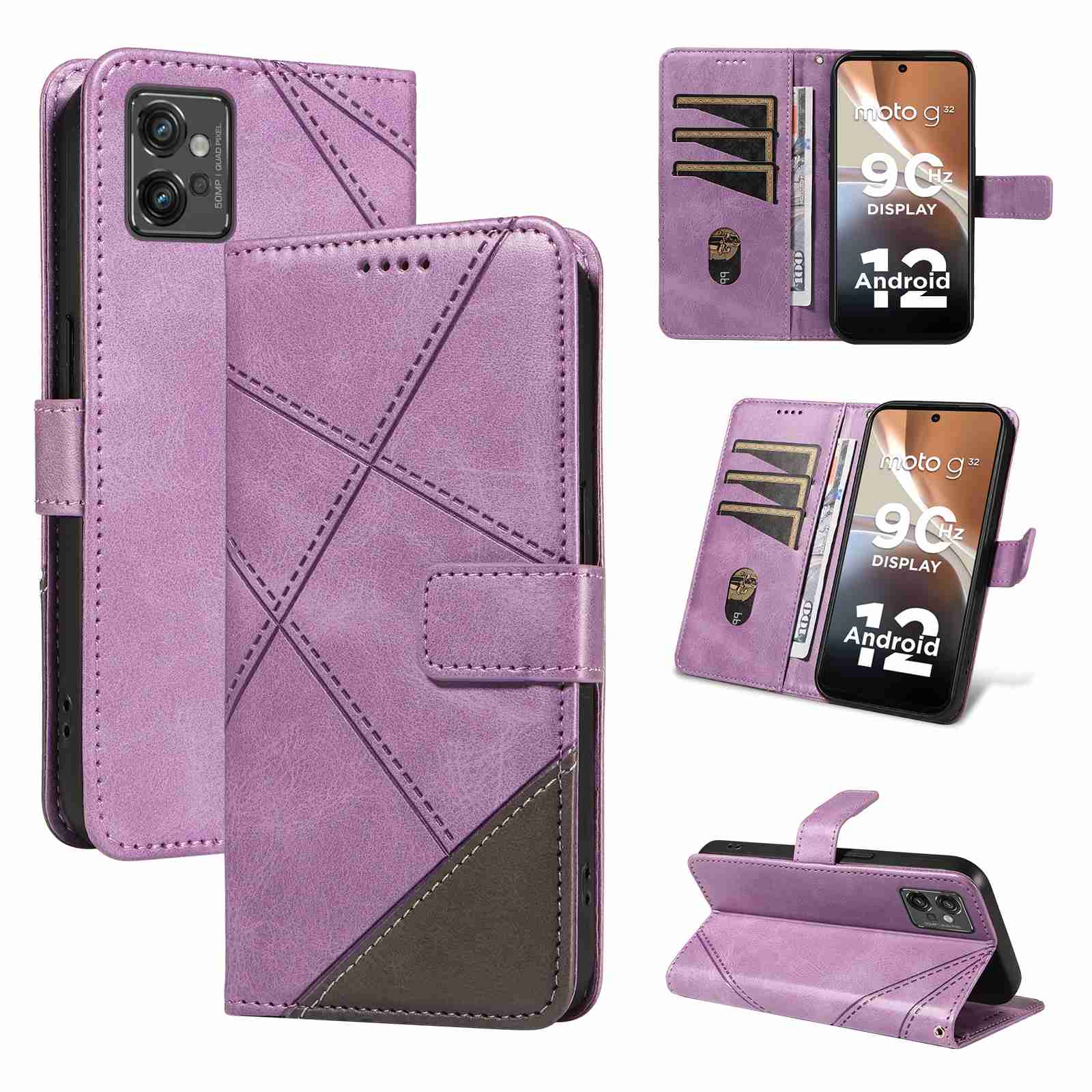 (katu2024) PU Leather Wallet Case For Motorola Moto G32 Flip Stand Card Book Phone Cover
