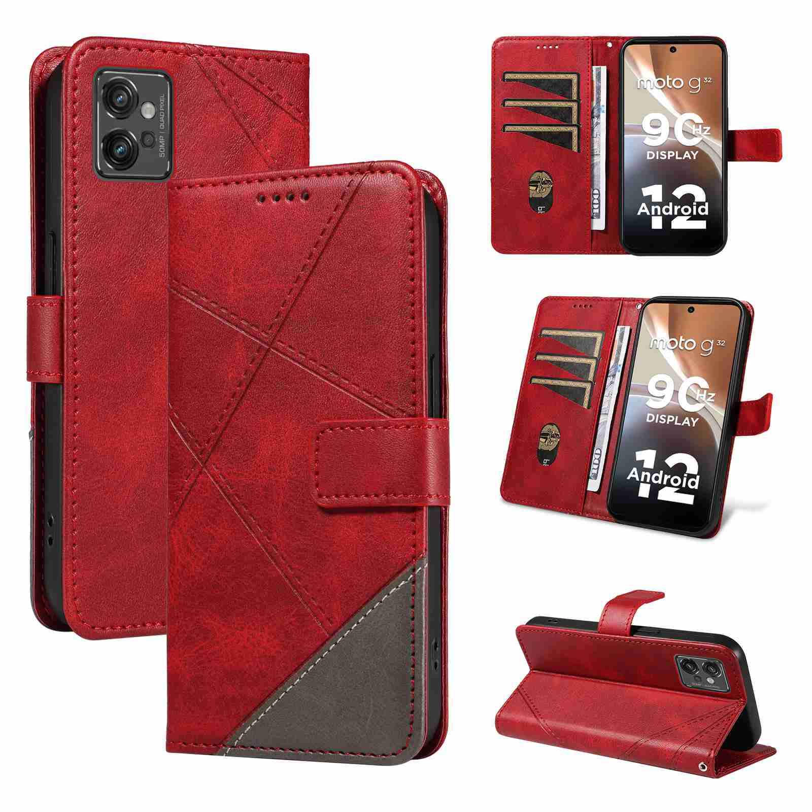 (katu2024) PU Leather Wallet Case For Motorola Moto G32 Flip Stand Card Book Phone Cover